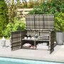Voir la diapositive 2 : OUTSUNNY Coffre de jardin 3 portes étagère 350L dim. 118 x 57 x 69 cm résine tressée camaïeu de gris
