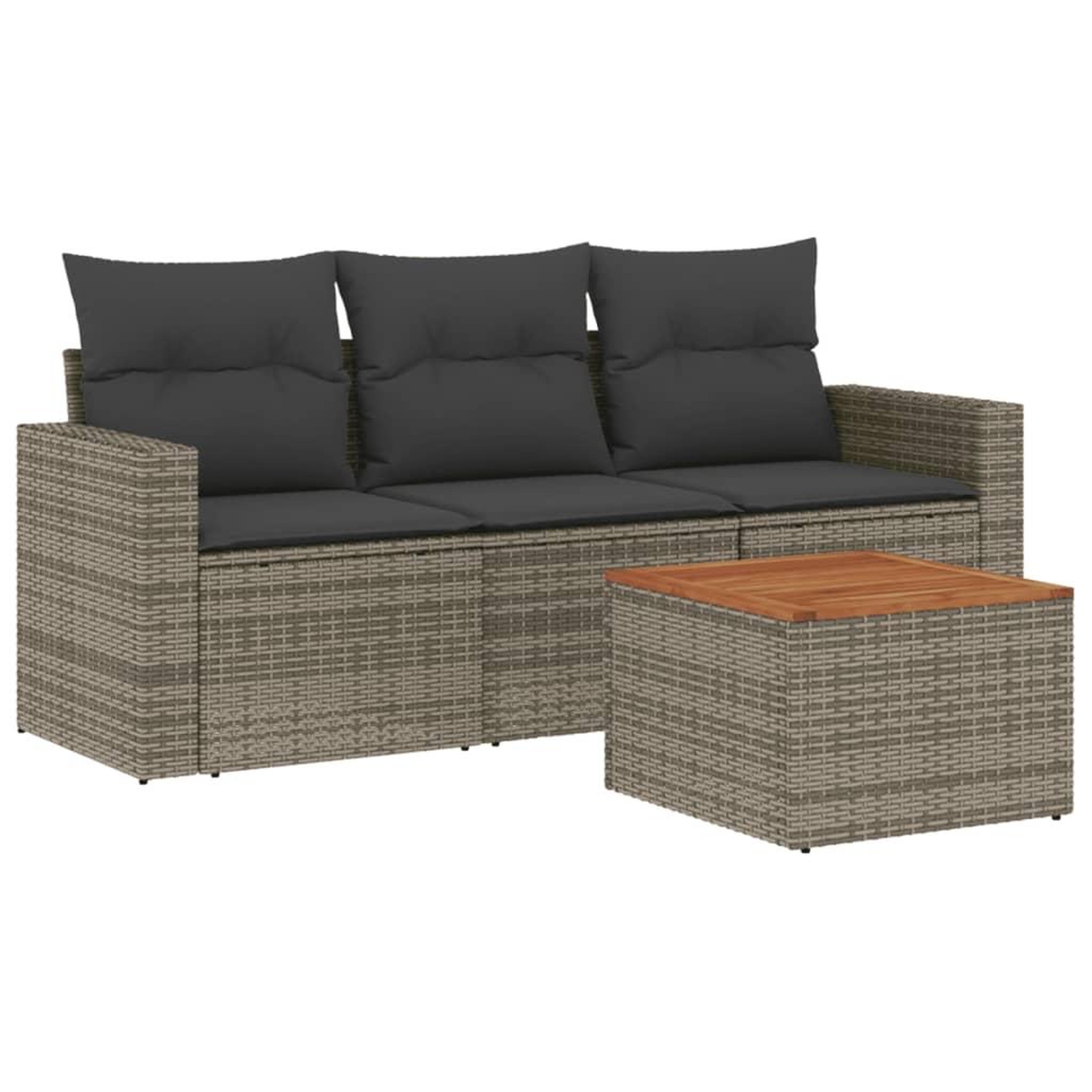 Voir la diapositive 2 : VIDAXL Salon de jardin 4 pcs avec coussins gris resine tressee