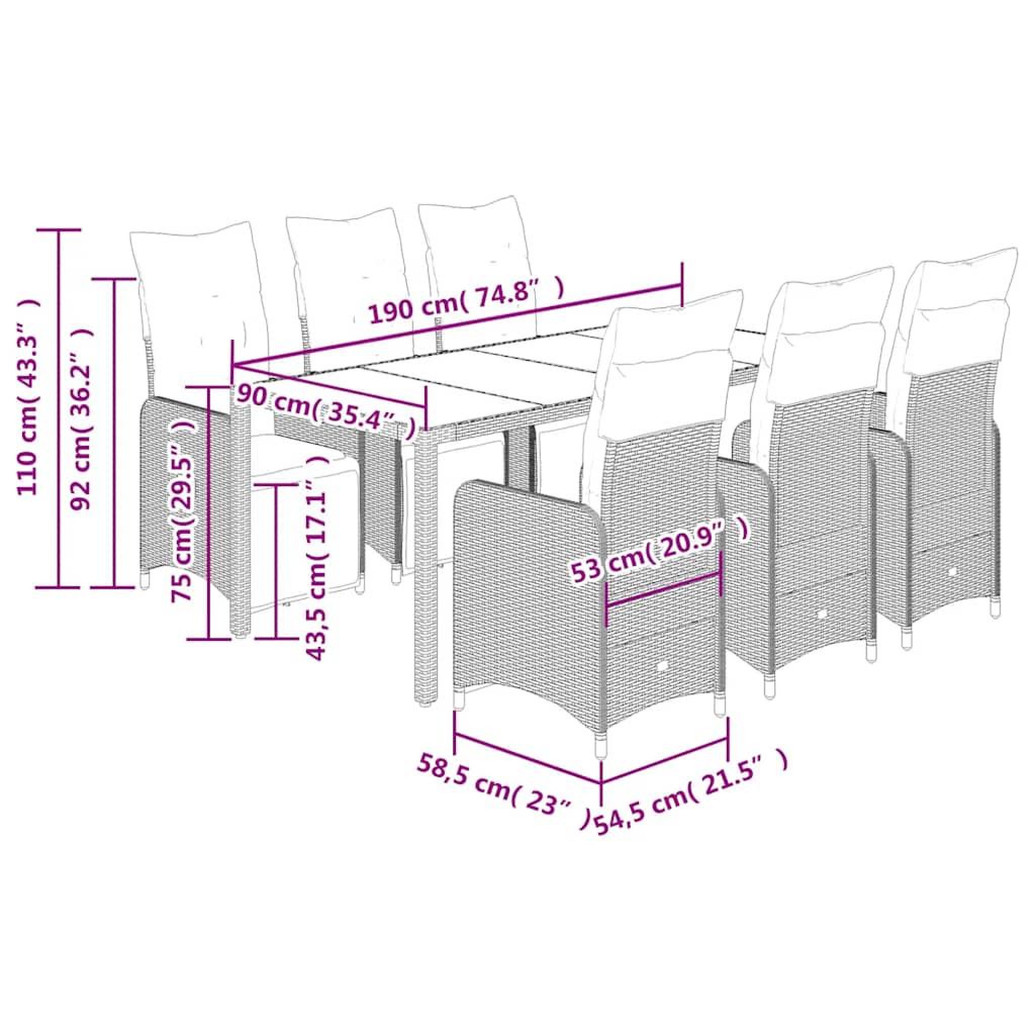 Voir la diapositive 6 : VIDAXL Ensemble de bistro de jardin 7 pcs coussins marron poly rotin