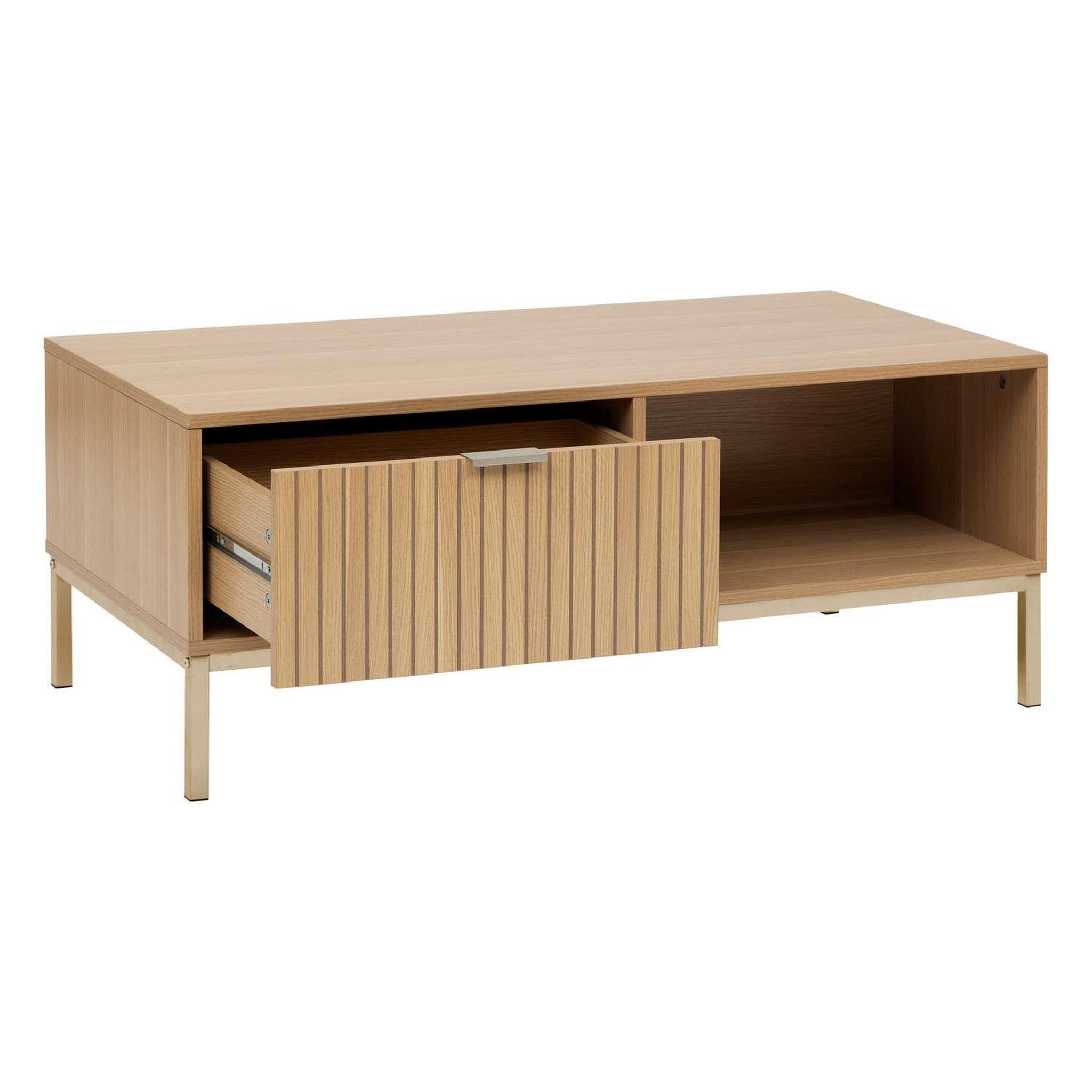 Voir la diapositive 3 : FIVE Table basse 1 tiroir en bois tasso - marron