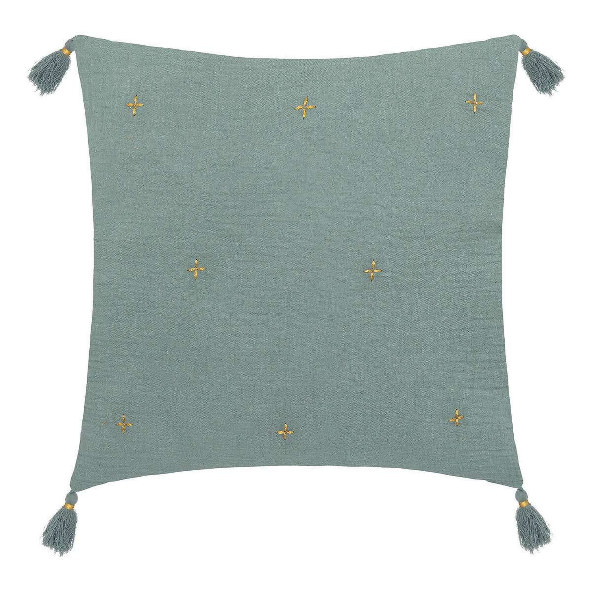 ATMOSPHERA Coussin déco à pompons  millo  40x40cm vert céladon
