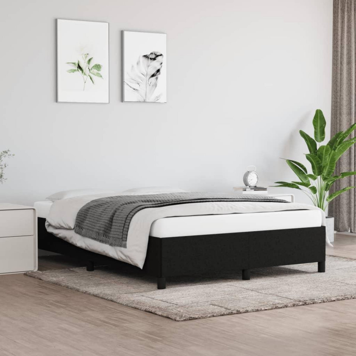 VIDAXL Cadre de lit sans matelas noir 140x200 cm tissu
