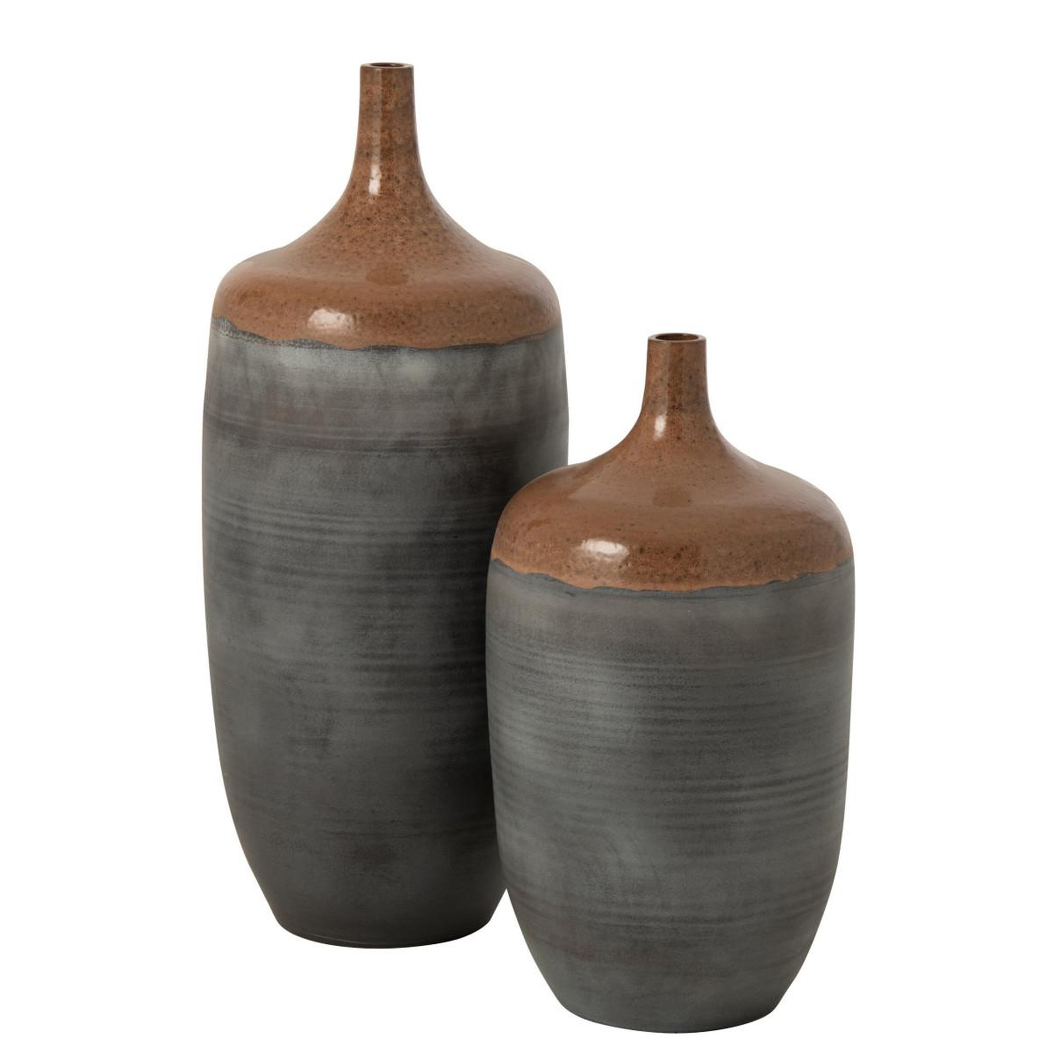 Voir la diapositive 2 : J-LINE Vase en Céramique  Havan  80cm Bleu Gris