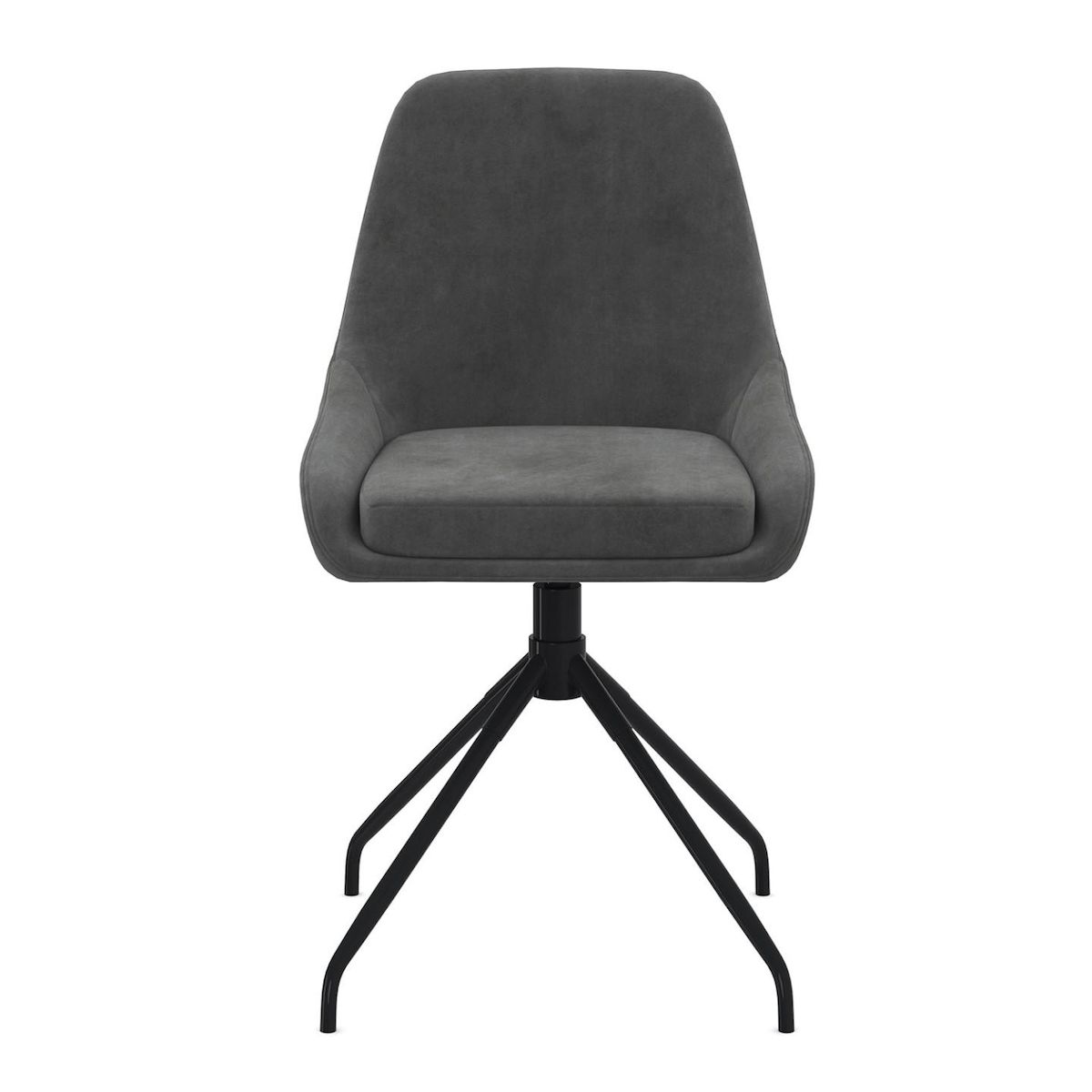 ID MARKET Lot de 4 chaises pivotantes THALYA en velours gris foncé avec accoudoirs