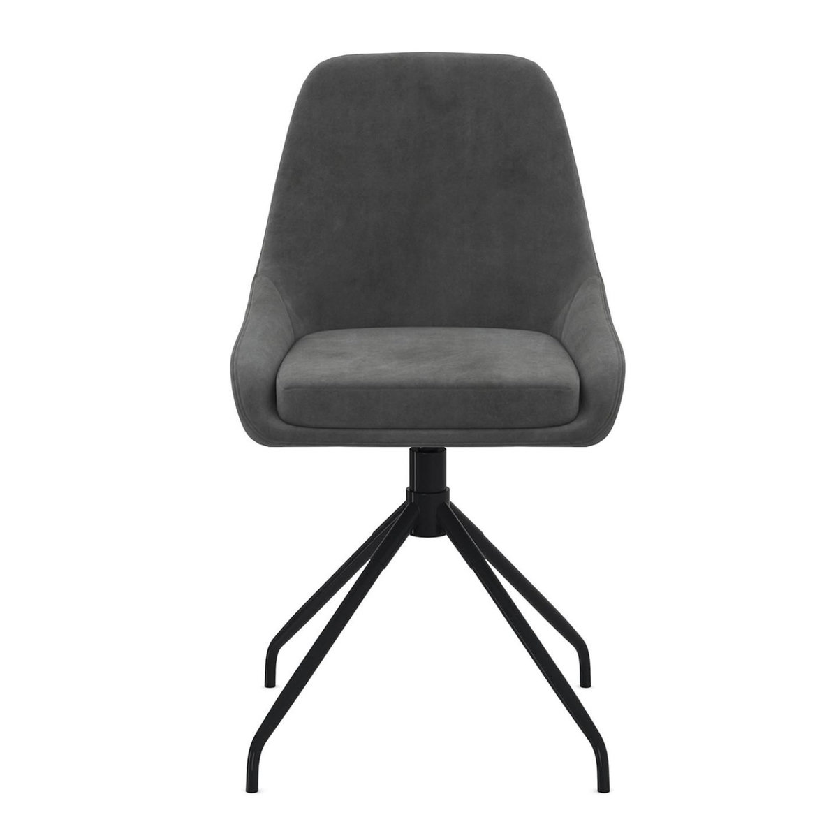 ID MARKET Lot de 4 chaises pivotantes THALYA en velours gris foncé avec accoudoirs