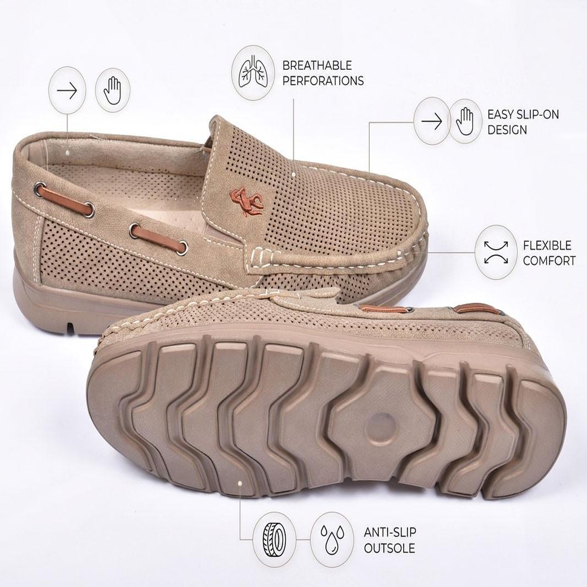 Voir la diapositive 4 : OZABI OZABI Mocassins Homme Microperforés Confort Été Semelle Crantée