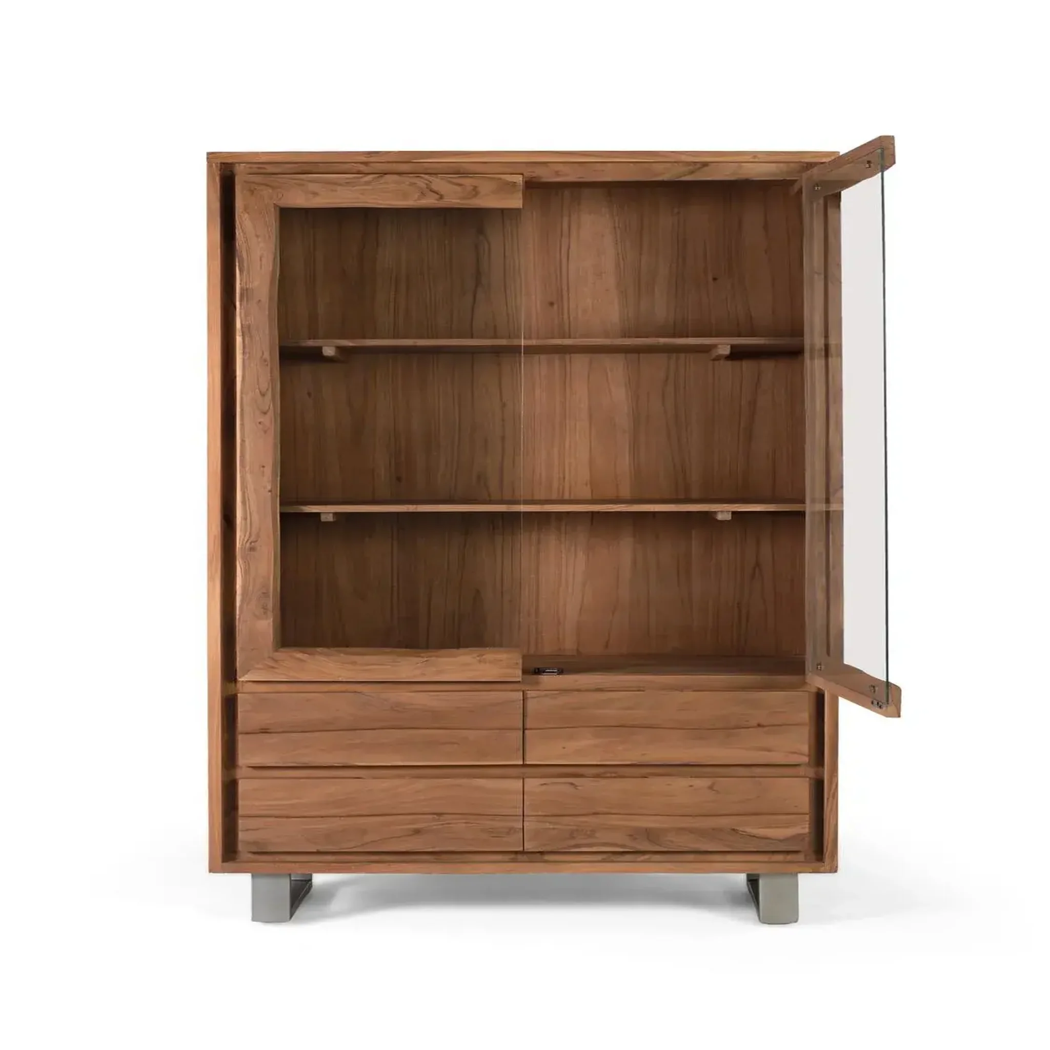 Voir la diapositive 4 : GINER Y COLOMER SL Vitrine en bois d'acacia 120 cm style rustique moderne