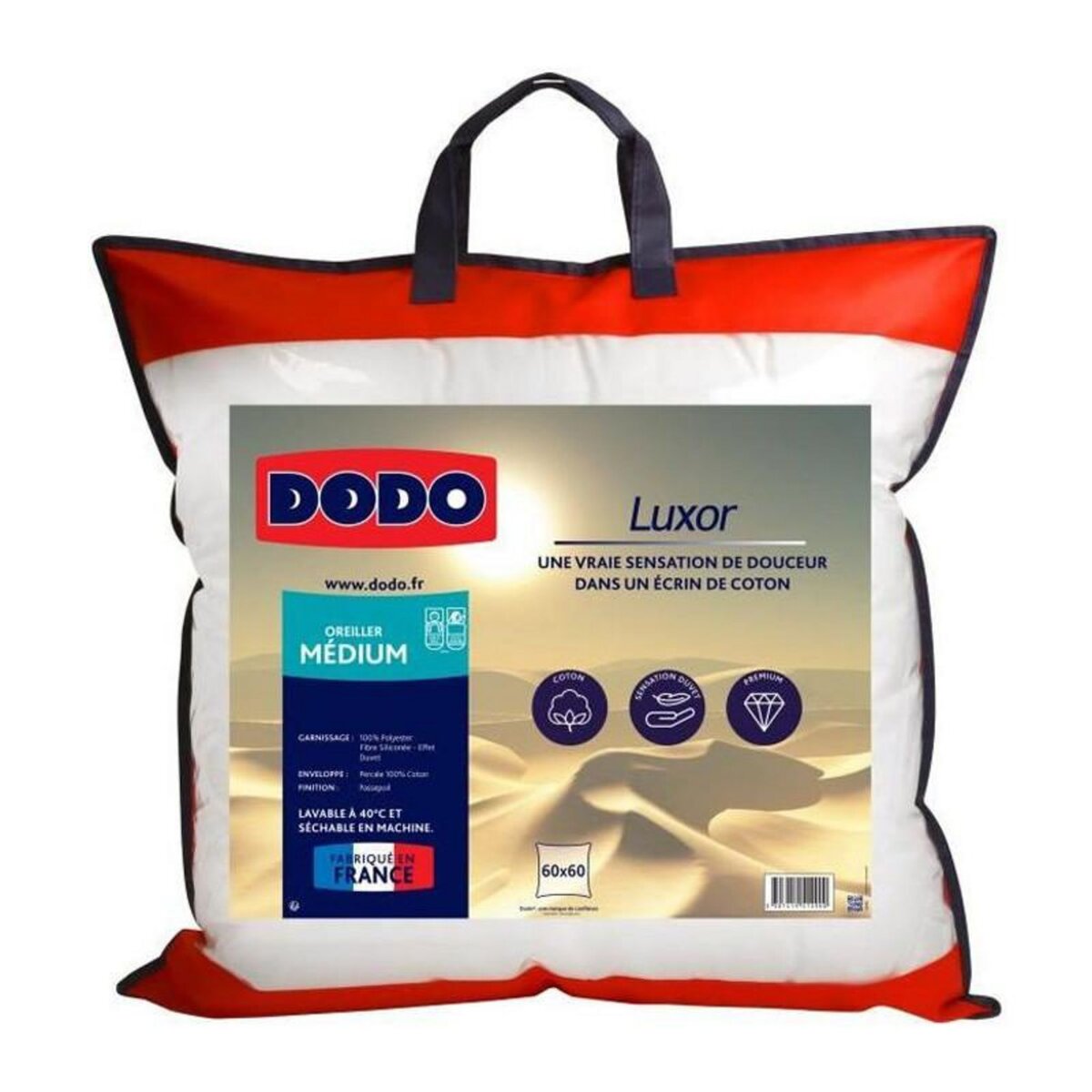 DODO DODO Oreiller LUXOR 60x60 cm - 100% Coton - Effet Duvet