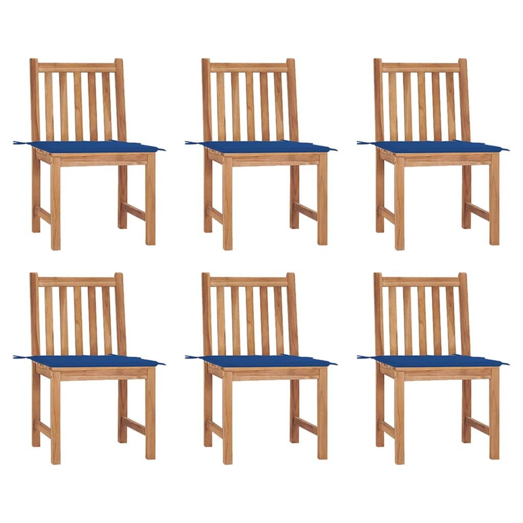 Voir la diapositive 1 : VIDAXL Chaises de jardin lot de 6 avec coussins Bois de teck massif