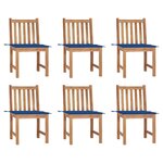 VIDAXL Chaises de jardin lot de 6 avec coussins Bois de teck massif