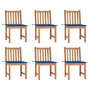 Voir la diapositive 1 : VIDAXL Chaises de jardin lot de 6 avec coussins Bois de teck massif