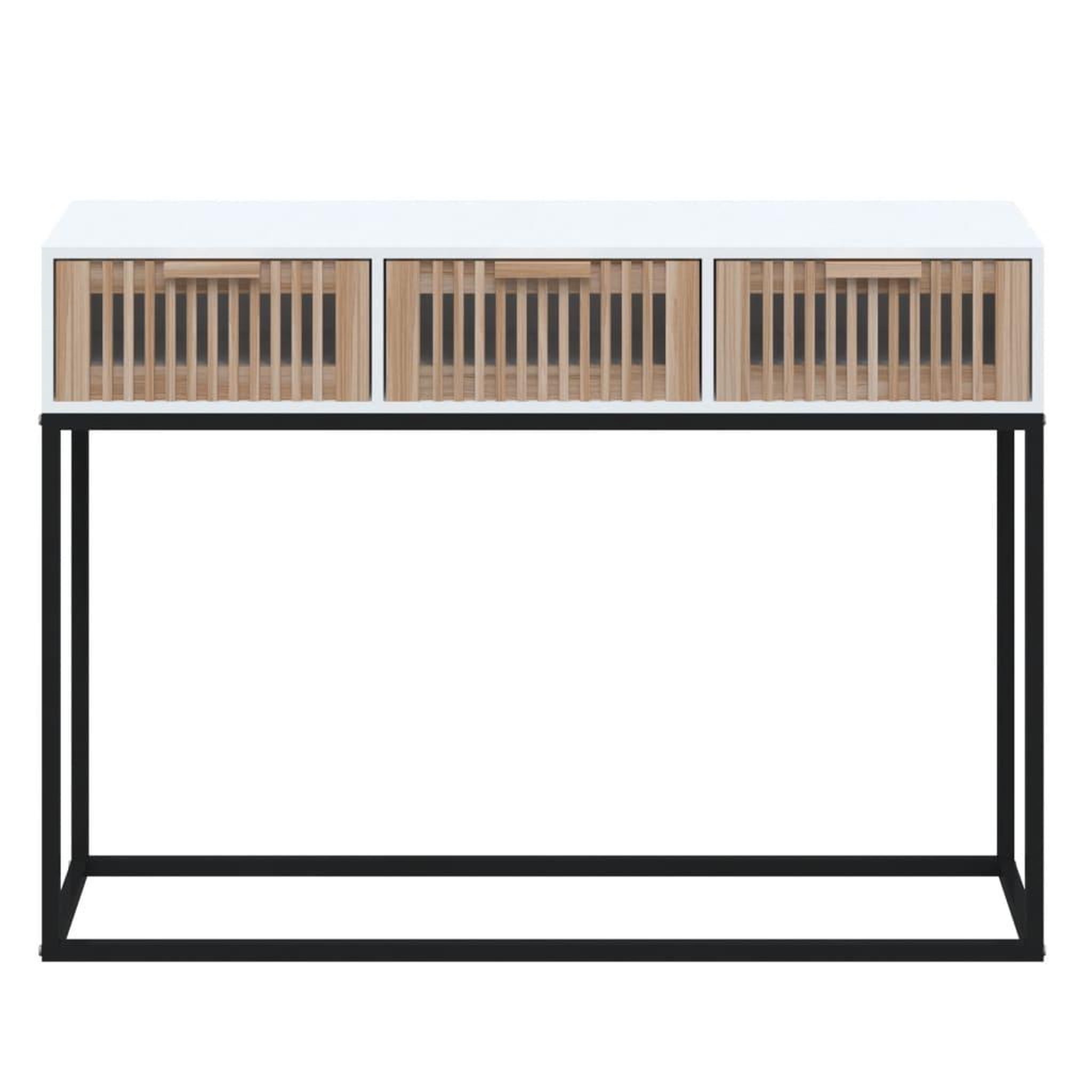 Voir la diapositive 4 : VIDAXL Table console blanc 105x30x75 cm bois d'ingenierie et fer