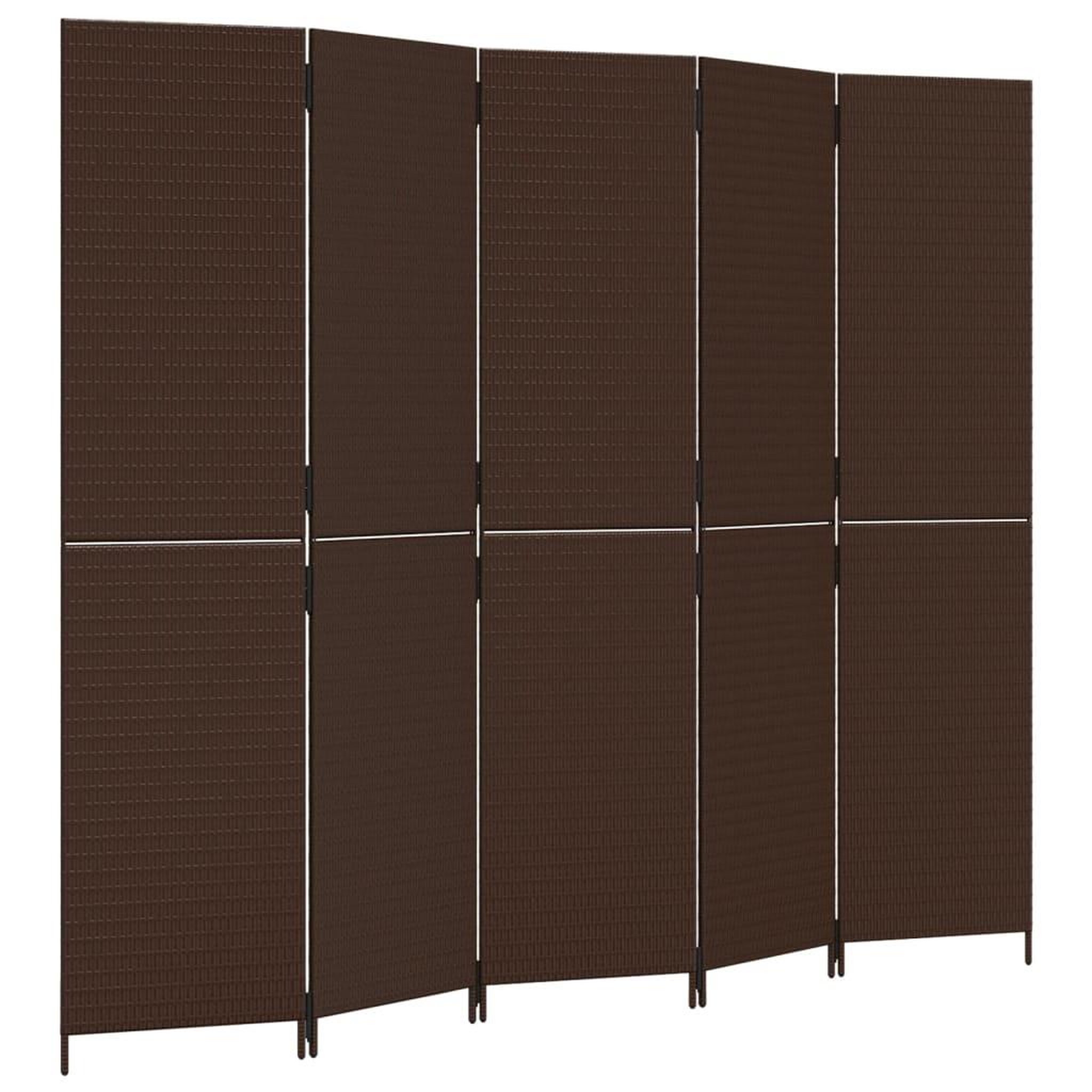 Voir la diapositive 2 : VIDAXL Cloison de separation 5 panneaux marron resine tressee
