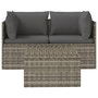 Voir la diapositive 4 : VIDAXL Salon de jardin 3 pcs avec coussins Gris Resine tressee
