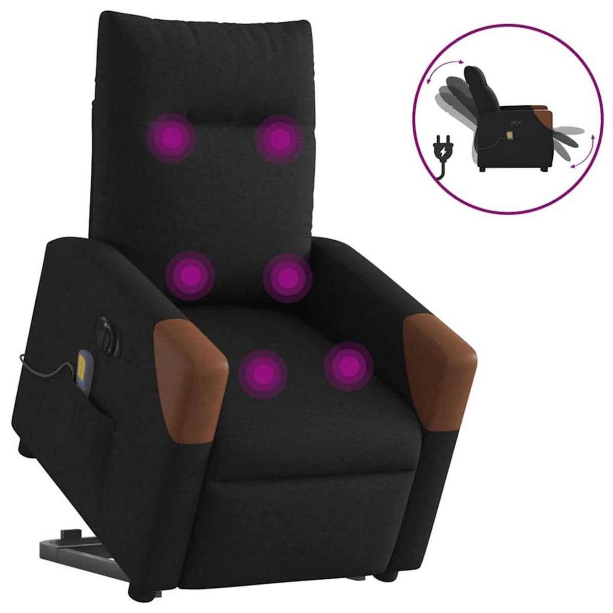 VIDAXL Fauteuil inclinable de massage electrique Noir Tissu