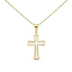 L'ATELIER D'AZUR Collier - Médaille Croix Or 18 Carats 750/000 Jaune et Nacre - Chaine Dorée