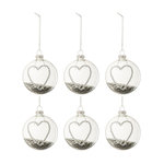 Paris Prix Lot de 6 Boules de Noël  Cœur Strass  8cm Argent