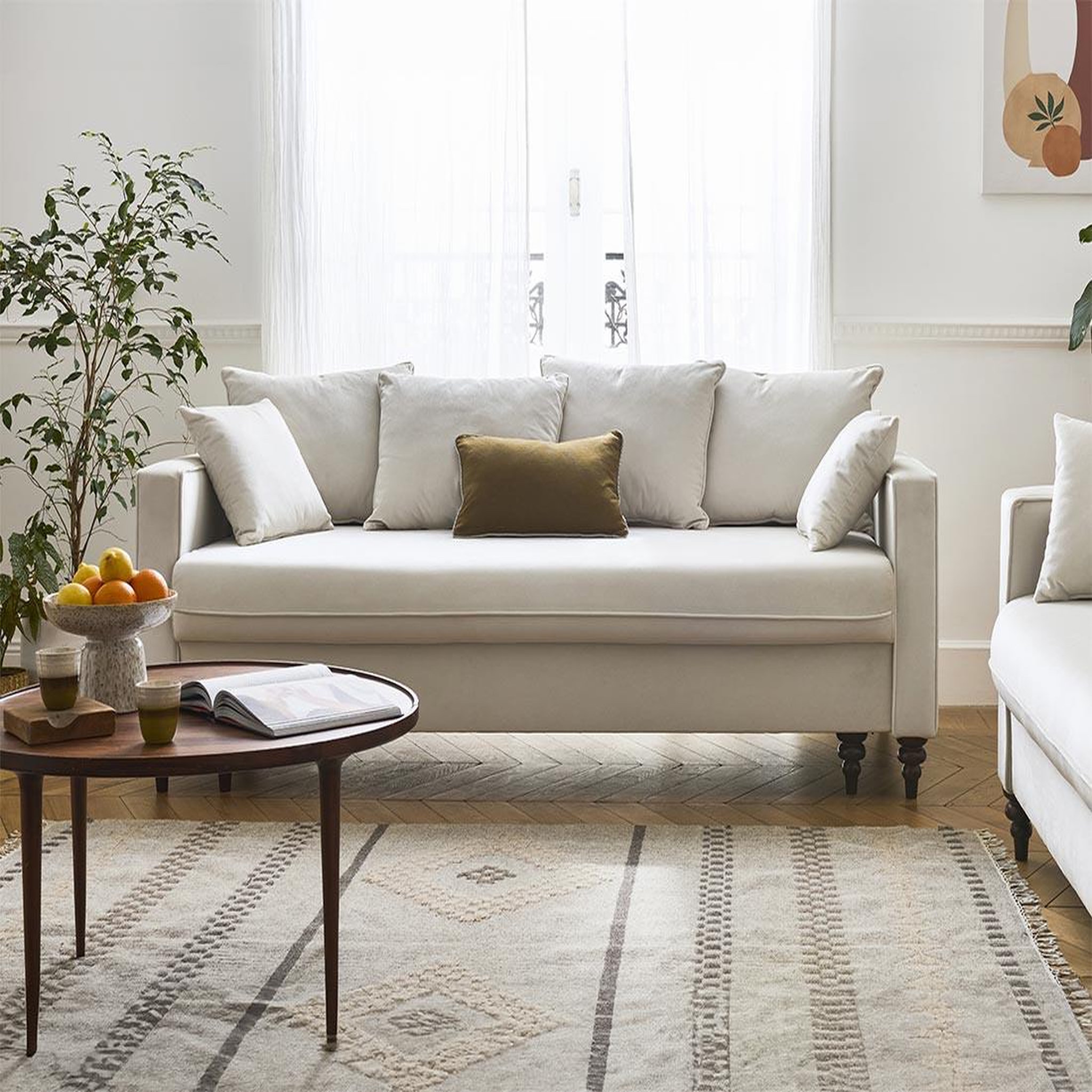 Voir la diapositive 1 : BEST MOBILIER Flamingo - canapé droit 3 places convertible en velours