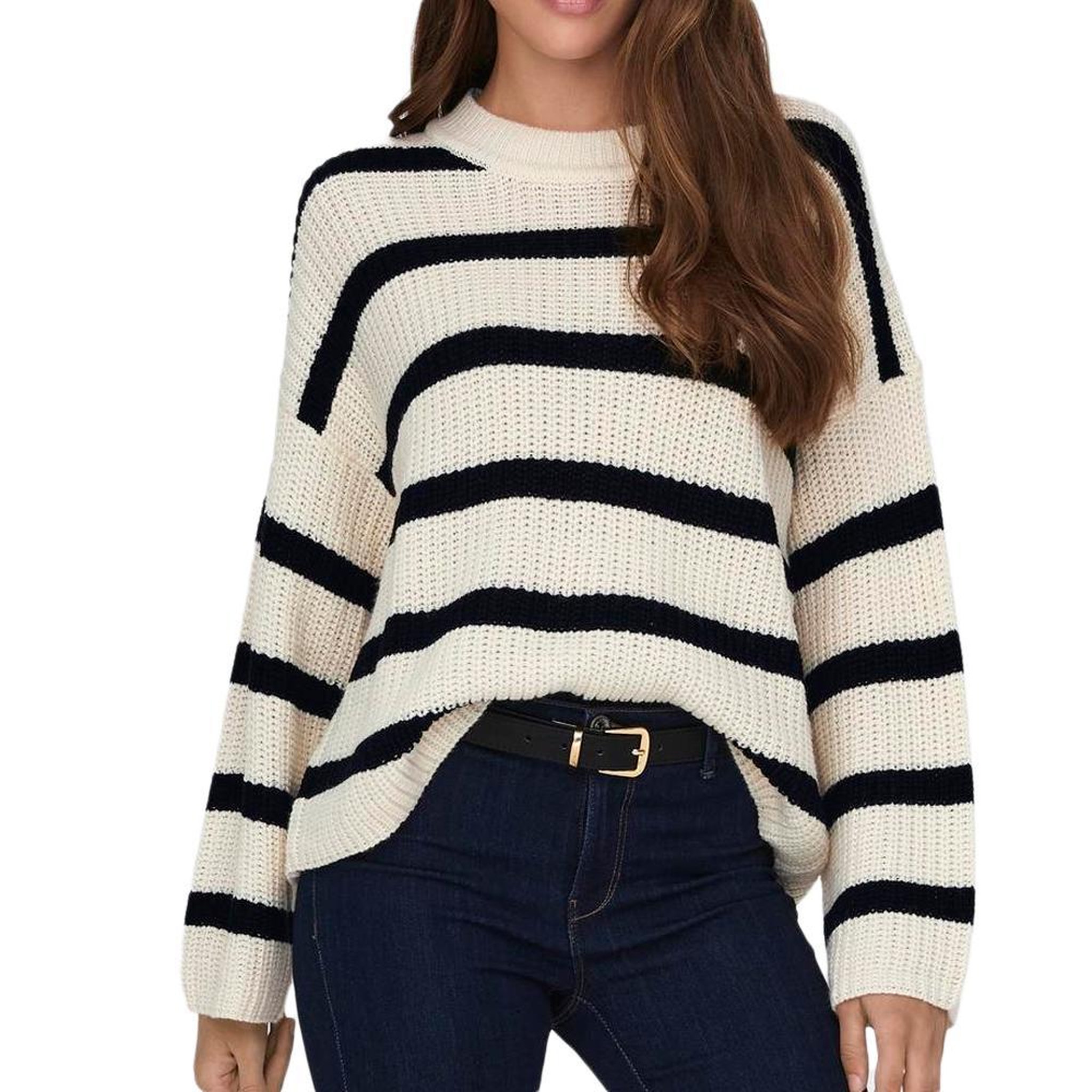 Voir la diapositive 1 : JACQUELINE DE YONG Pull Blanc/Noir Femme JDY Stripe Pullover