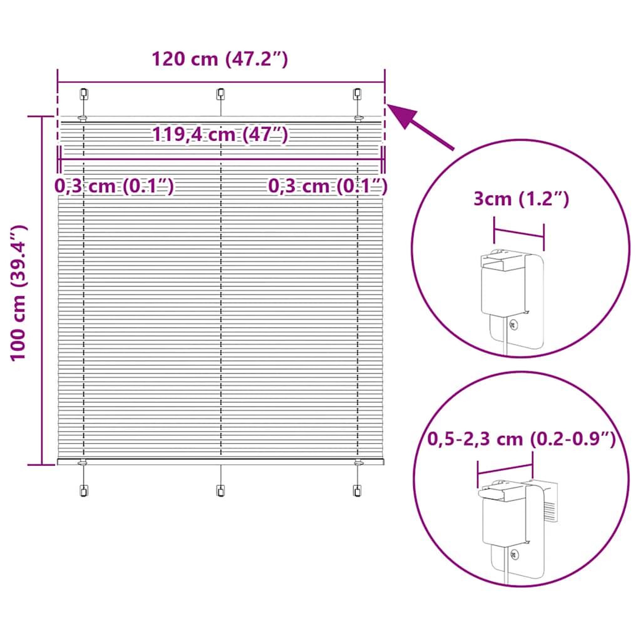 Voir la diapositive 6 : VIDAXL Store plisse noir 120x100 cm largeur du tissu 119,4cm polyester