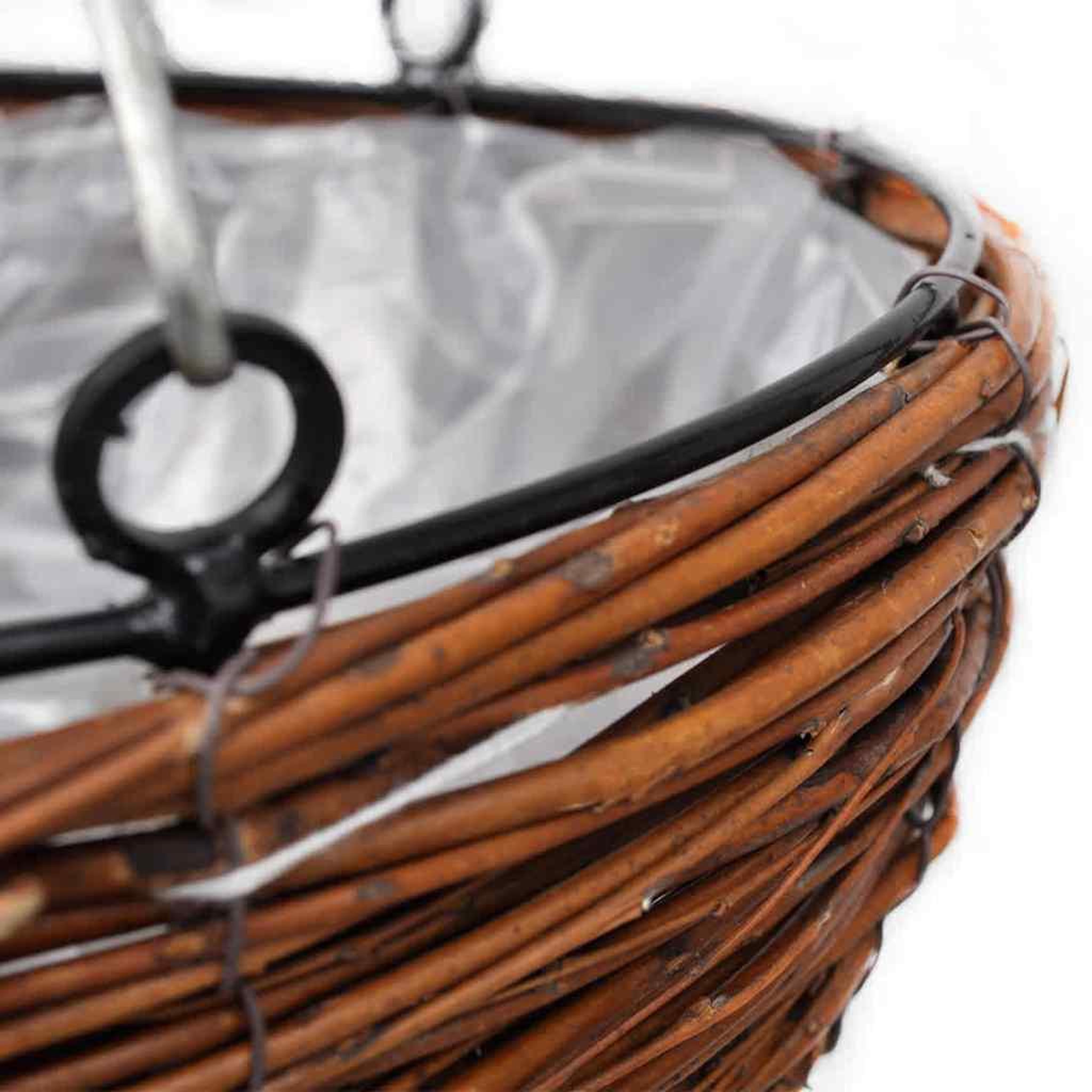 Voir la diapositive 5 : VIDAXL Lot de 4 paniers supsendus en saule avec fonds et chaine pendante
