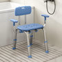 Voir la diapositive 4 : HOMCOM Chaise de douche réglable avec accoudoirs dossier alu HDPE bleu