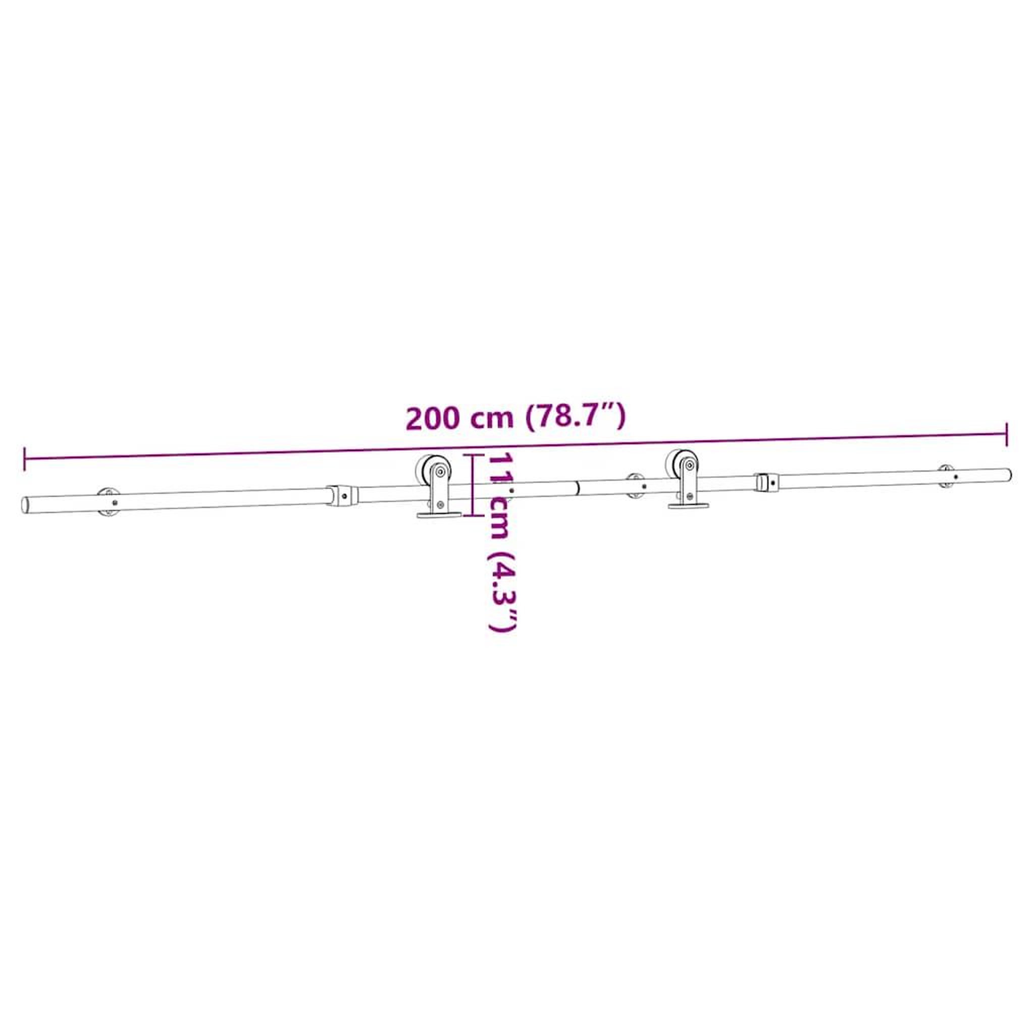 Voir la diapositive 6 : VIDAXL Kit fixation porte coulissante 200 cm Acier inoxydable Argente