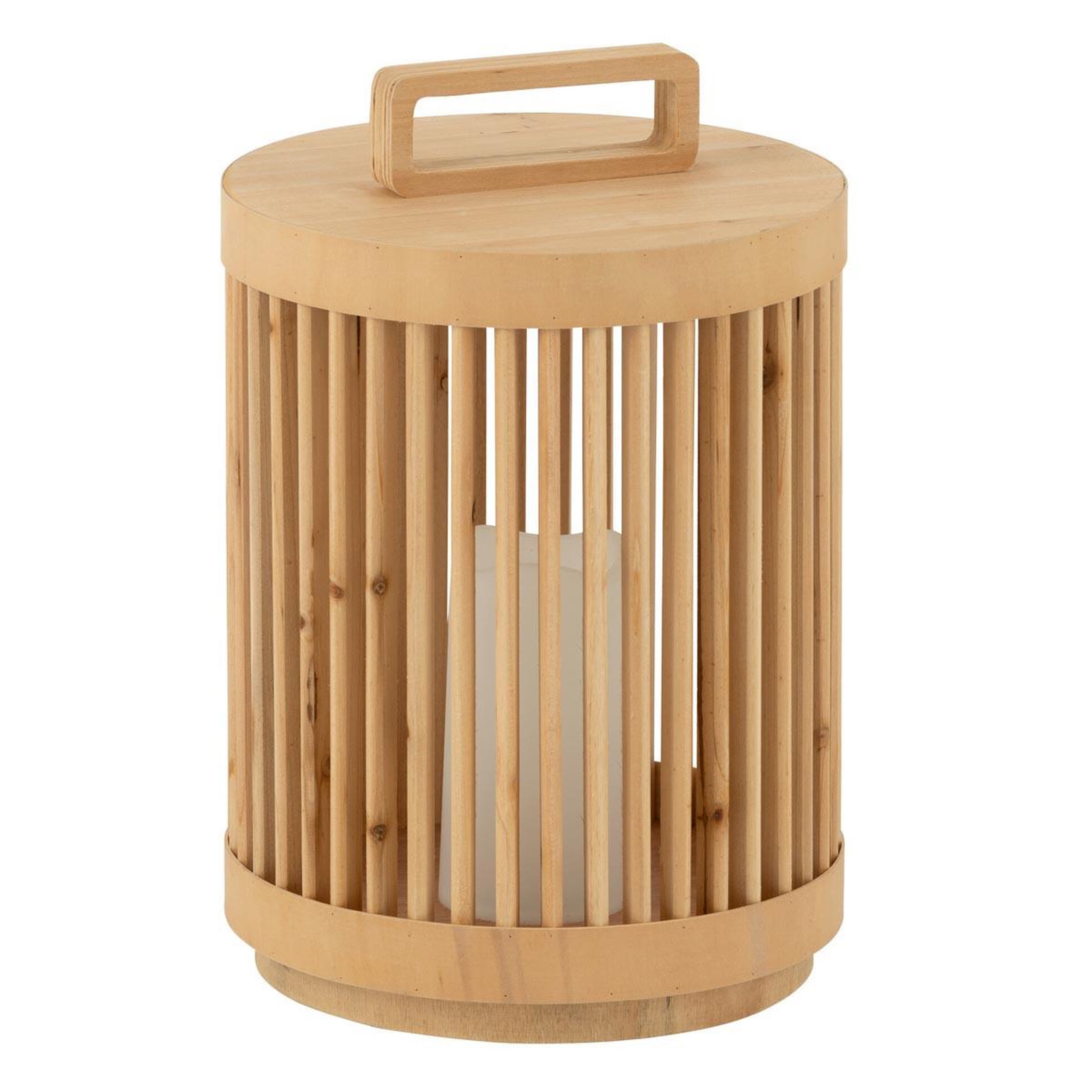 J-LINE Lampe à poser à led en bois  cylindrique  36cm naturel
