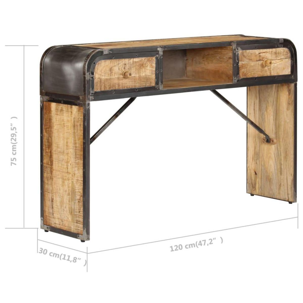 VIDAXL Buffet 120x30x75 cm bois de manguier massif