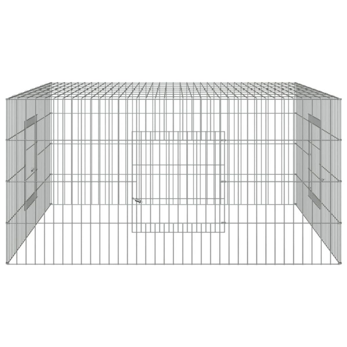 VIDAXL Cage a lapin 110x110x55 cm Fer galvanise