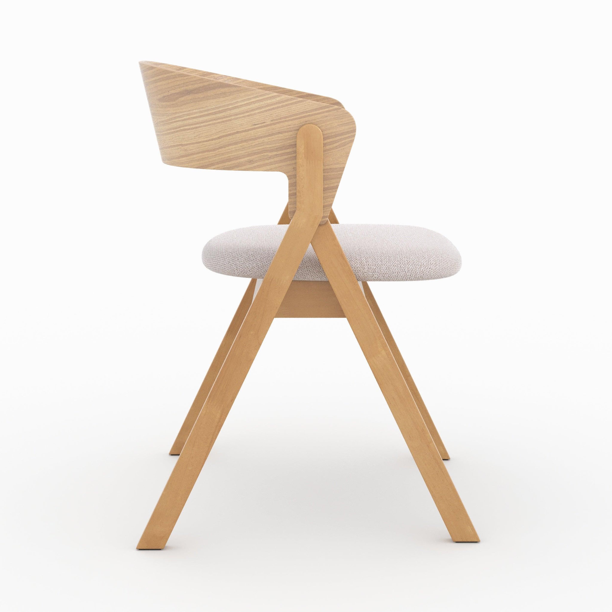 Voir la diapositive 6 : MAISON PAVANE Chaise en bois d'hévéa et tissu beige-héloïse