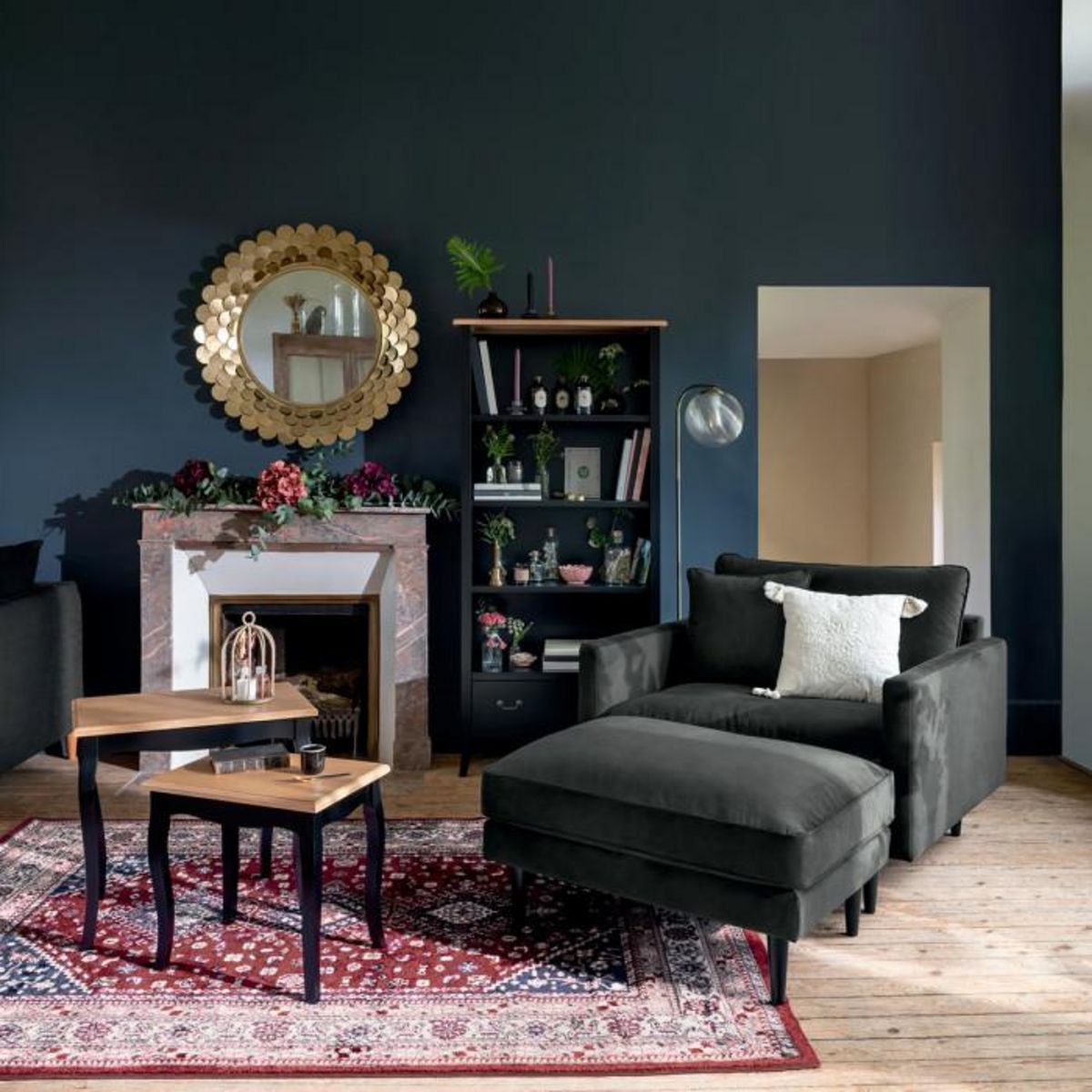 ATMOSPHERA Pouf Ottoman Velours  Candice  91cm Vert Kaki