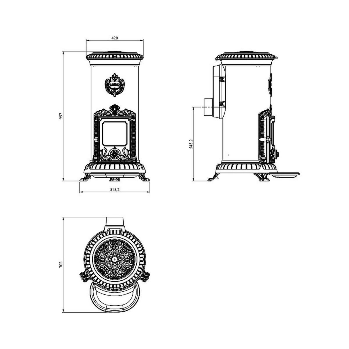 Godin Poêle à bois 7.5wk gris/noir - 310107000033