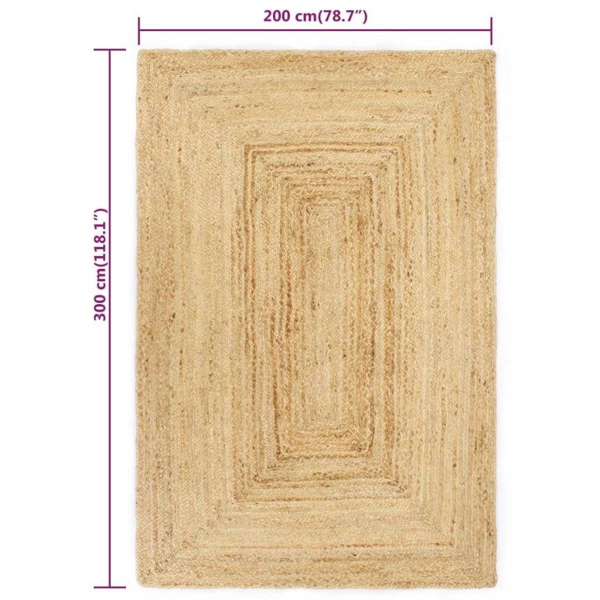 VIDAXL Tapis fait a la main Jute 200x300 cm