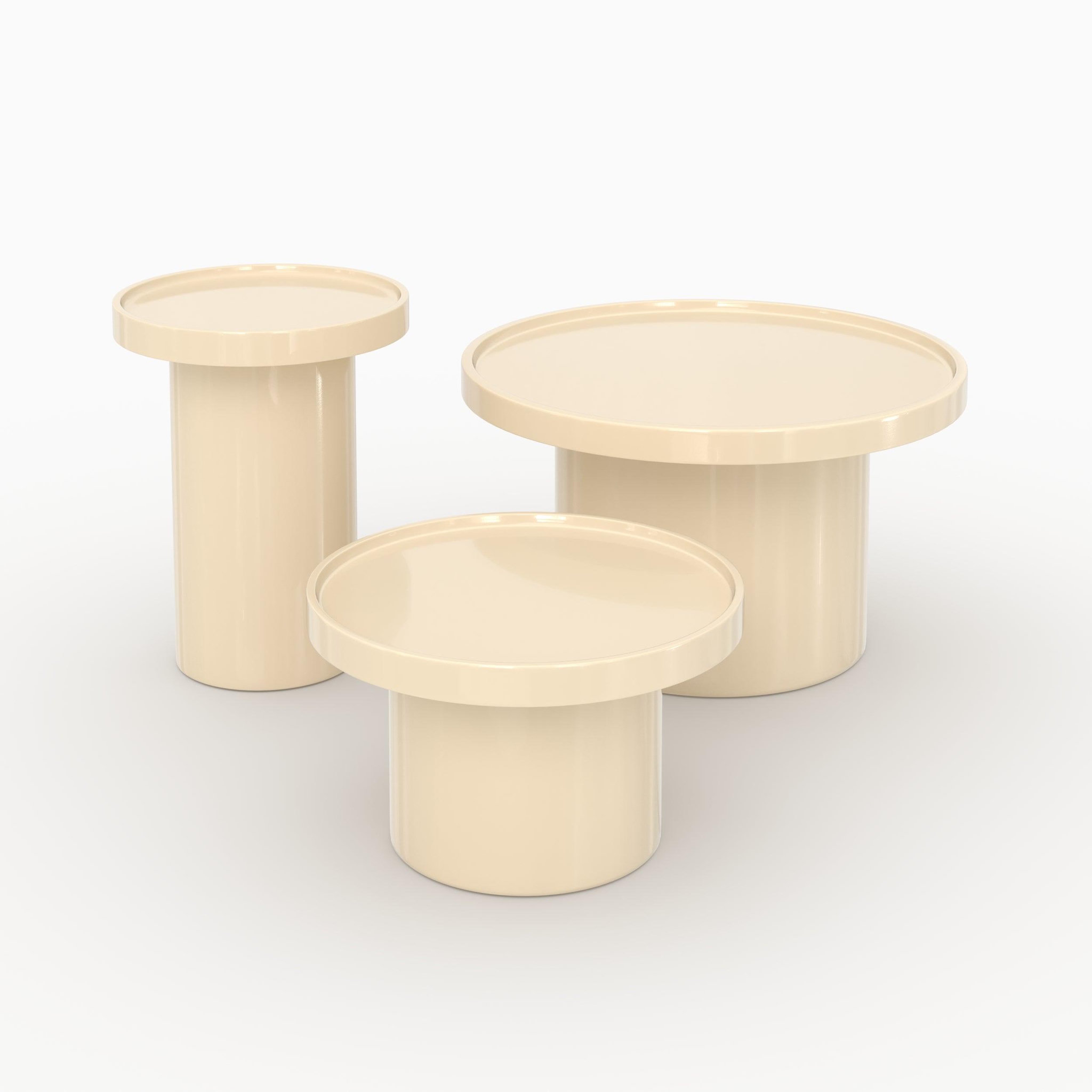 MAISON PAVANE Lot de 3 tables basses laquées blanches en mdf -nora