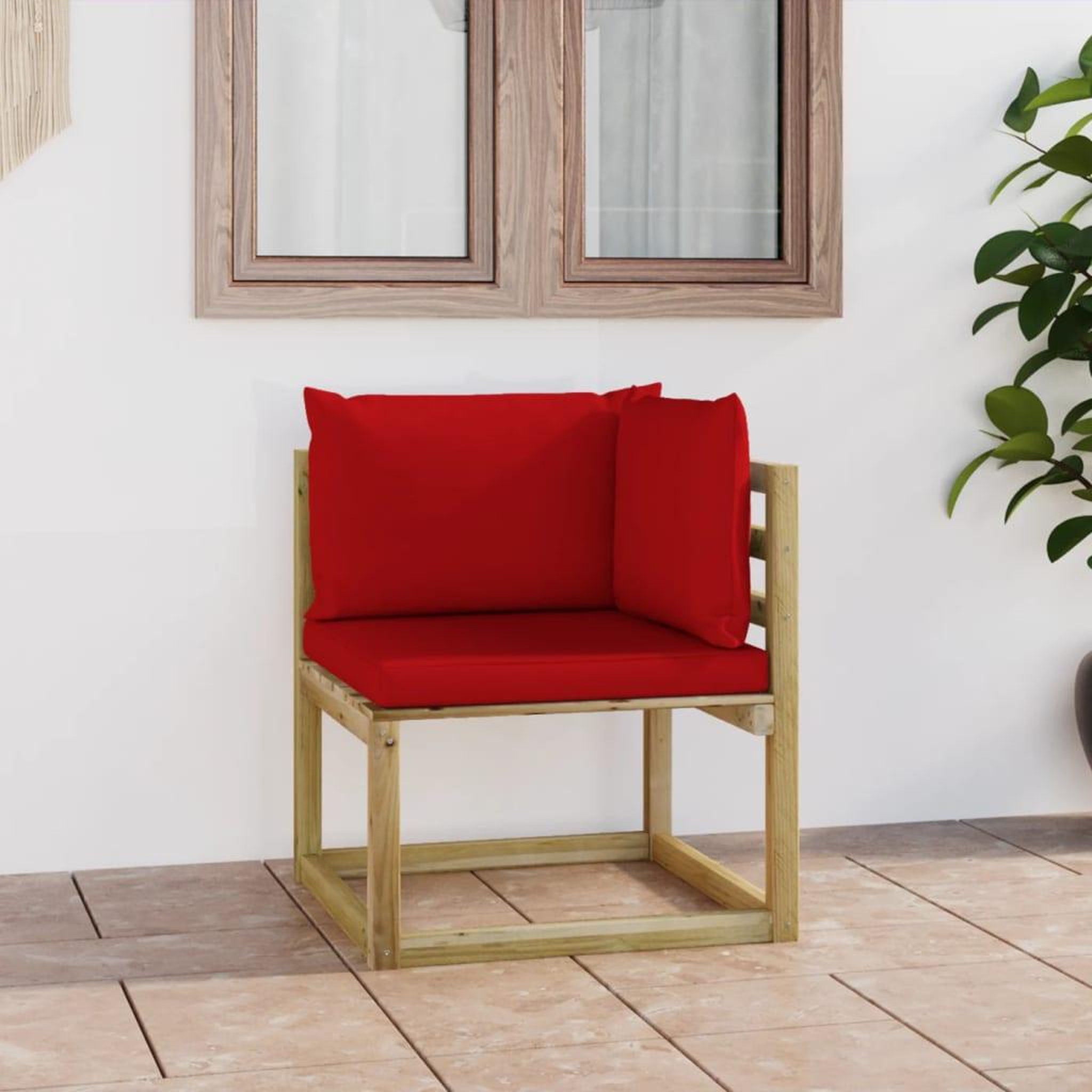Voir la diapositive 1 : VIDAXL Canape d'angle de jardin avec coussins Bois impregne de vert