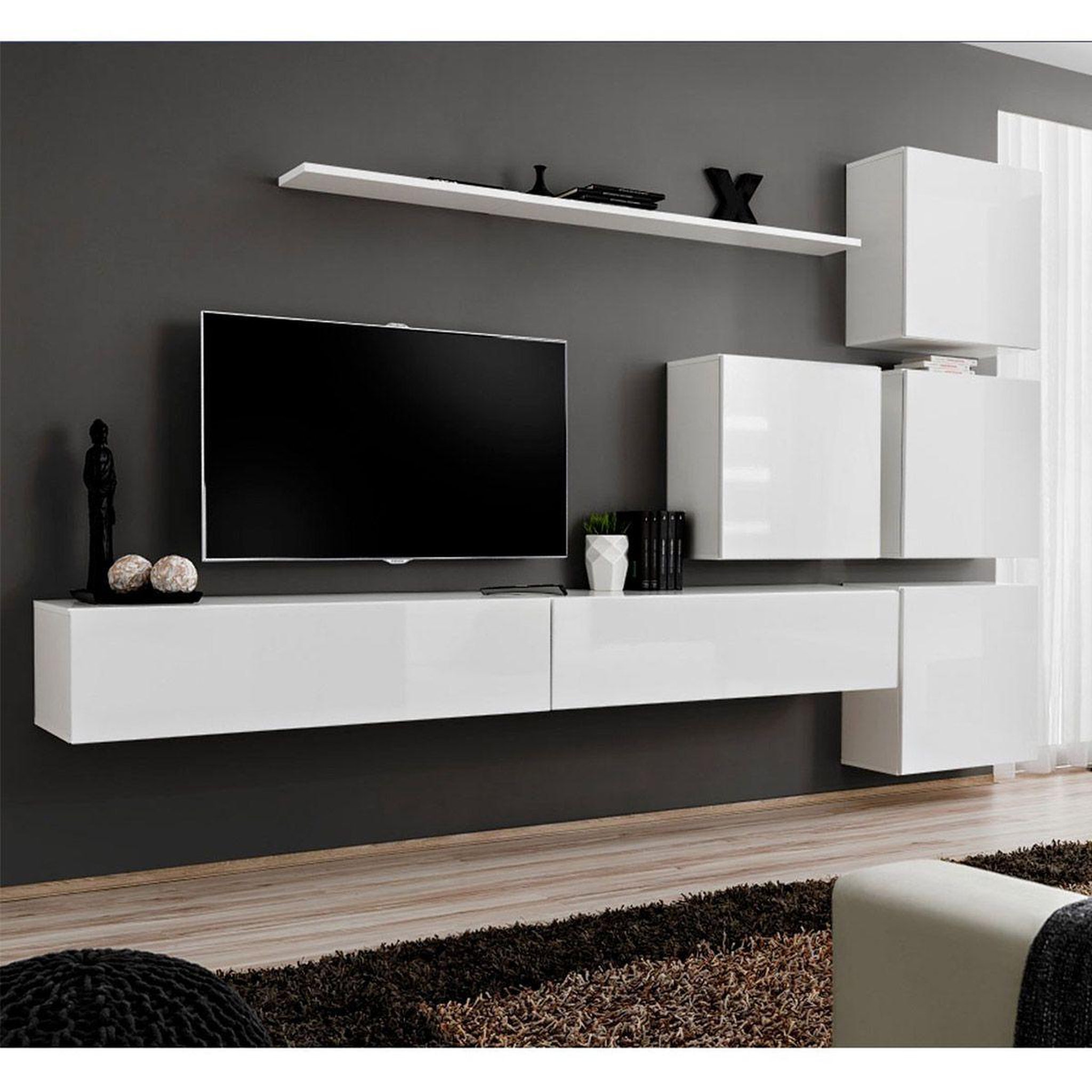 Paris Prix Meuble tv mural design  switch ix  310cm blanc