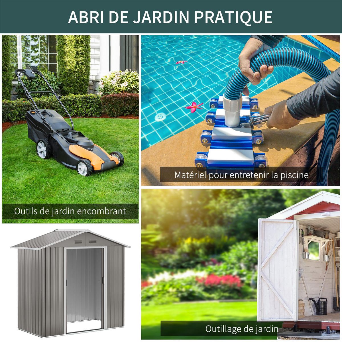 OUTSUNNY Abri de jardin - remise pour outils - cabanon porte verrouillable - dim. 194L x 110l x 184H cm - tôle d'acier gris