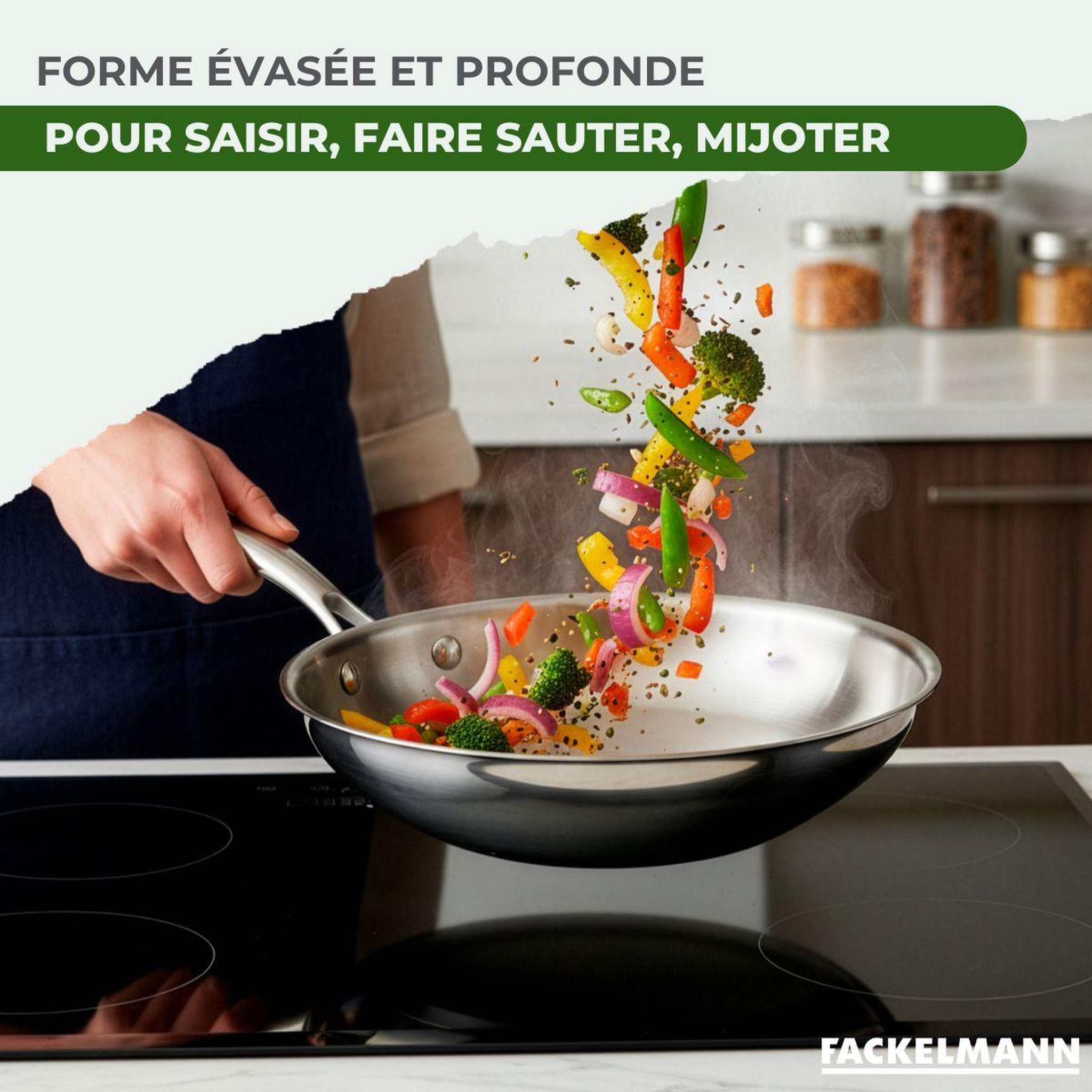 Voir la diapositive 4 : Fackelmann Set de 2 poêles de cuisson 24/28 cm en inox sans pfas fackelmann vita3