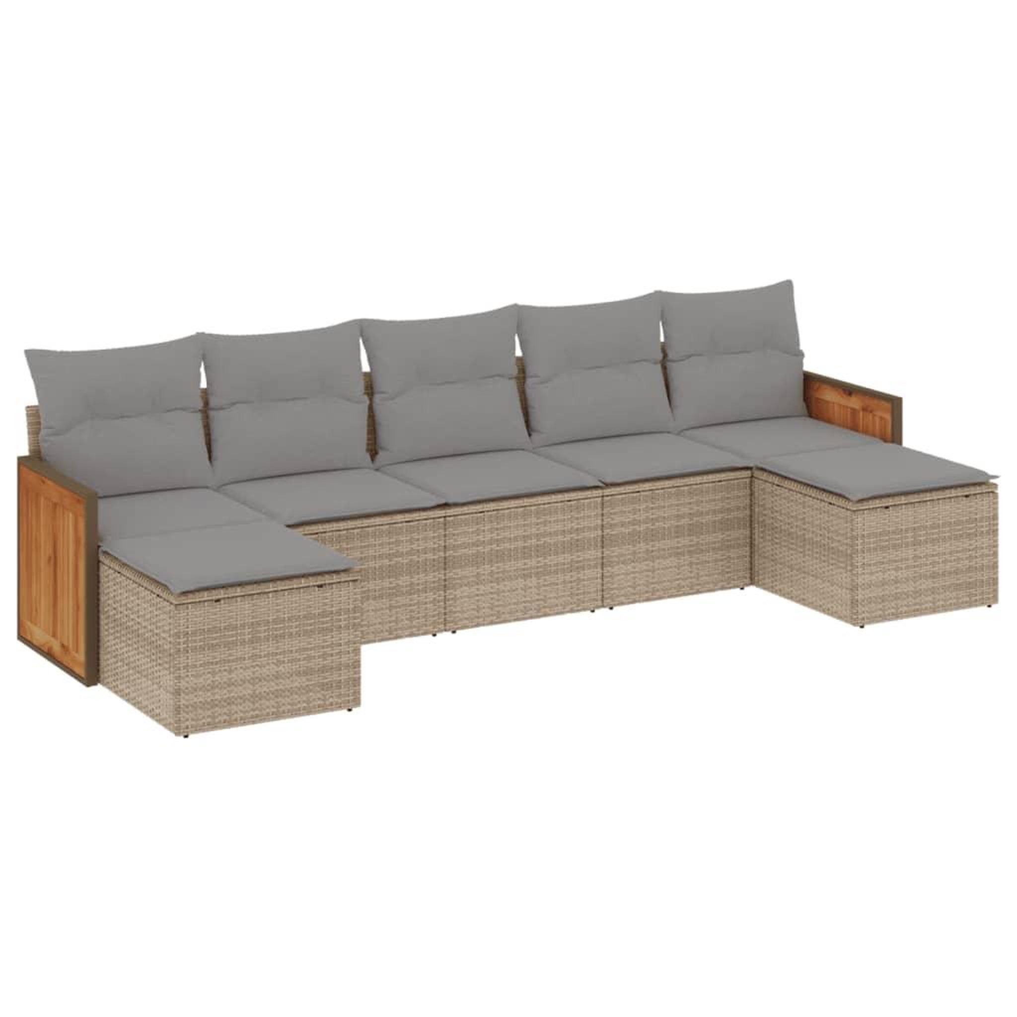 Voir la diapositive 2 : VIDAXL Salon de jardin avec coussins 7 pcs beige resine tressee