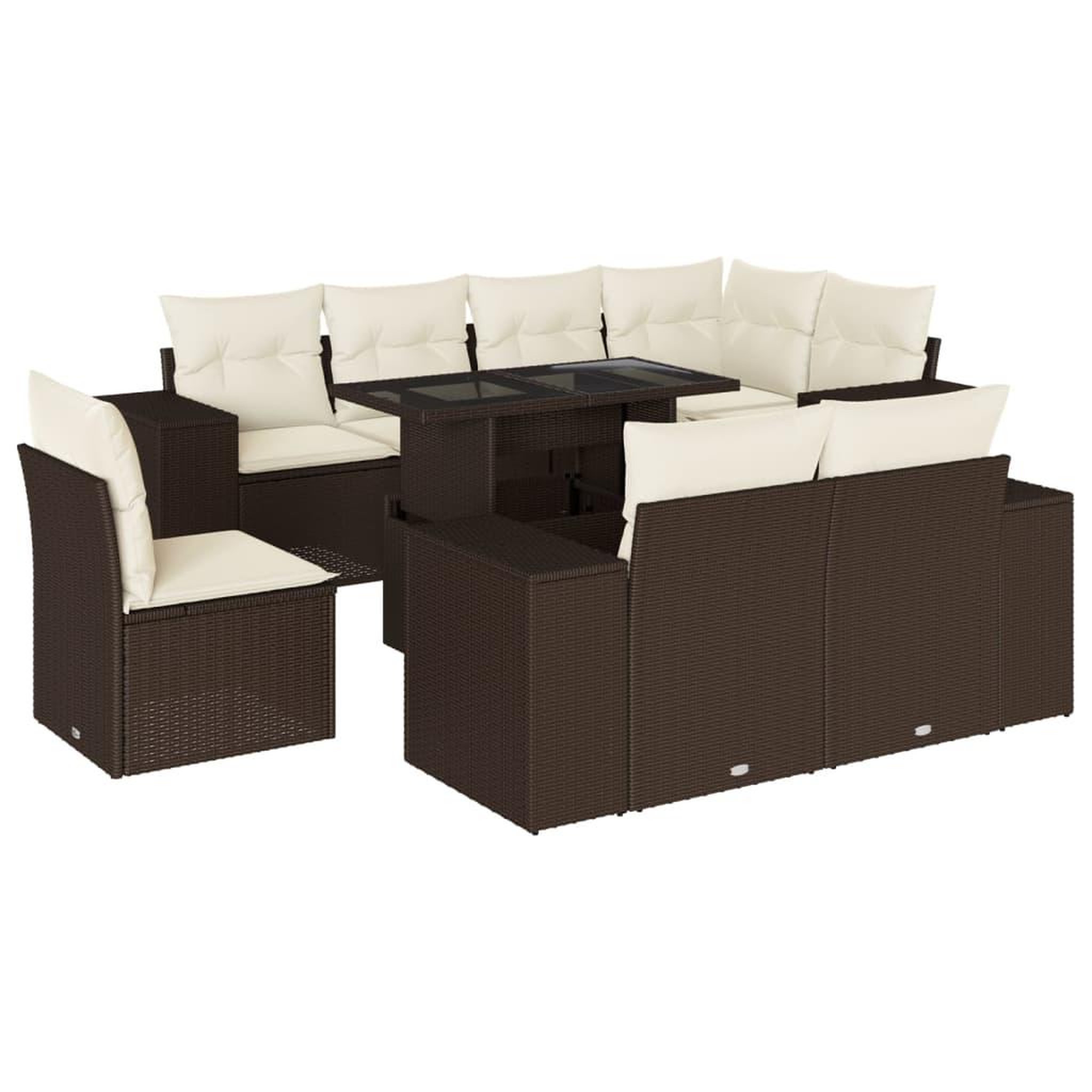 Voir la diapositive 2 : VIDAXL Salon de jardin avec coussins 9 pcs marron resine tressee
