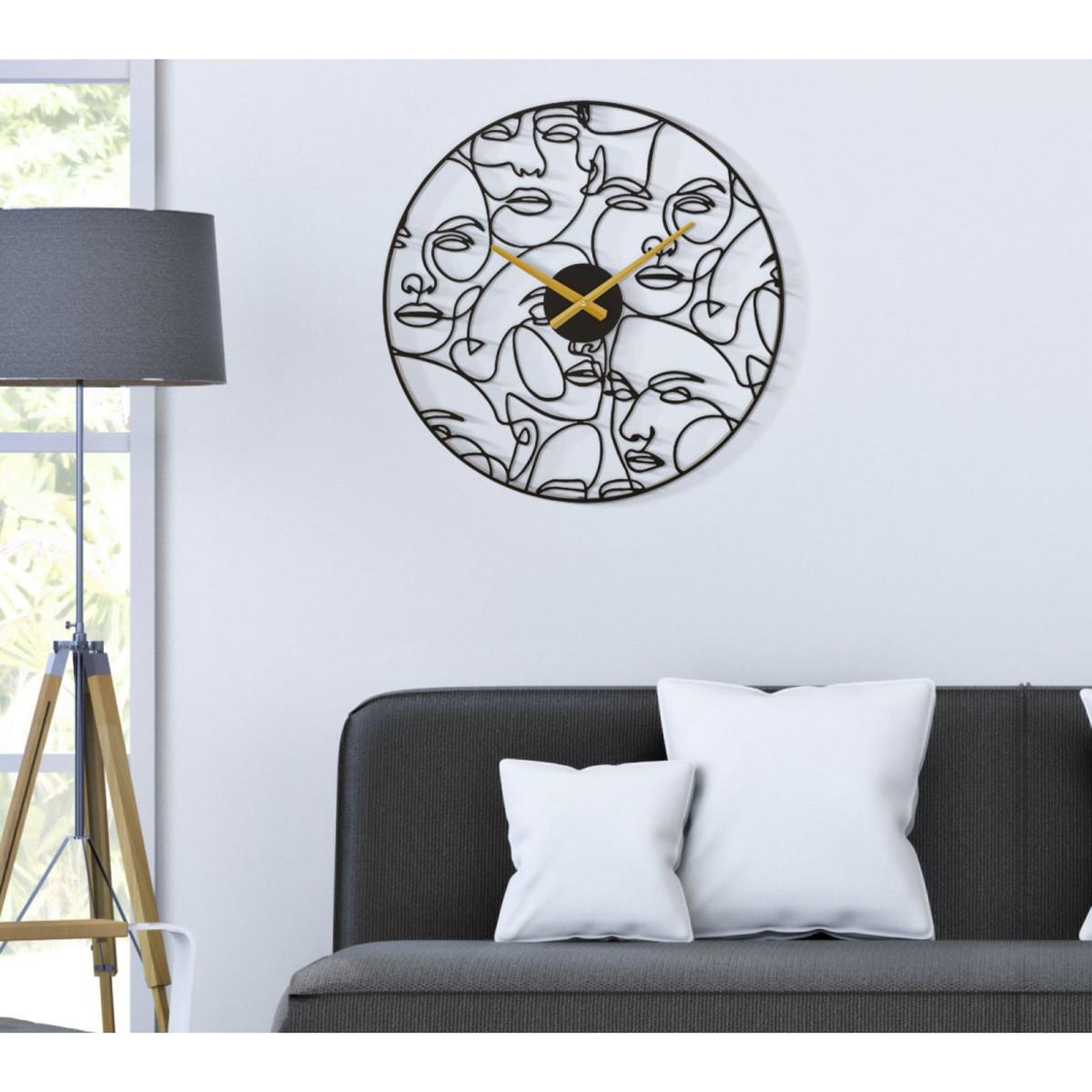 Voir la diapositive 5 : Paris Prix Horloge murale en métal  faces  50cm noir