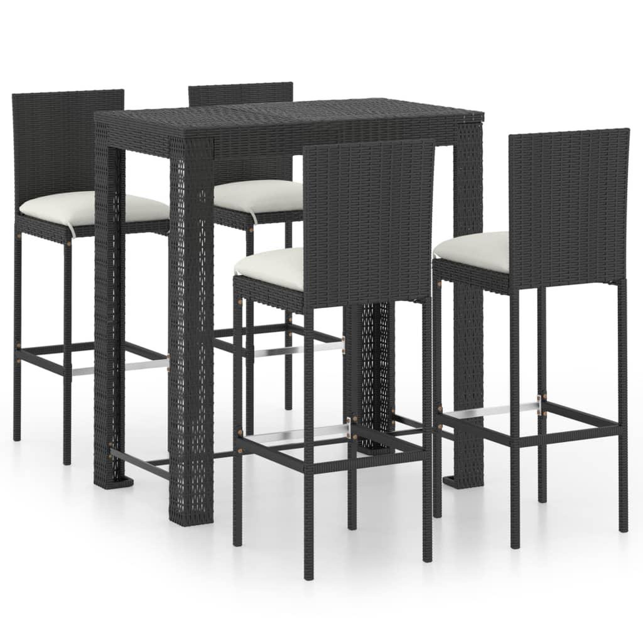 Voir la diapositive 2 : VIDAXL Ensemble de bar d'exterieur 5 pcs coussins Resine tressee Noir