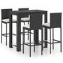 Voir la diapositive 2 : VIDAXL Ensemble de bar d'exterieur 5 pcs coussins Resine tressee Noir