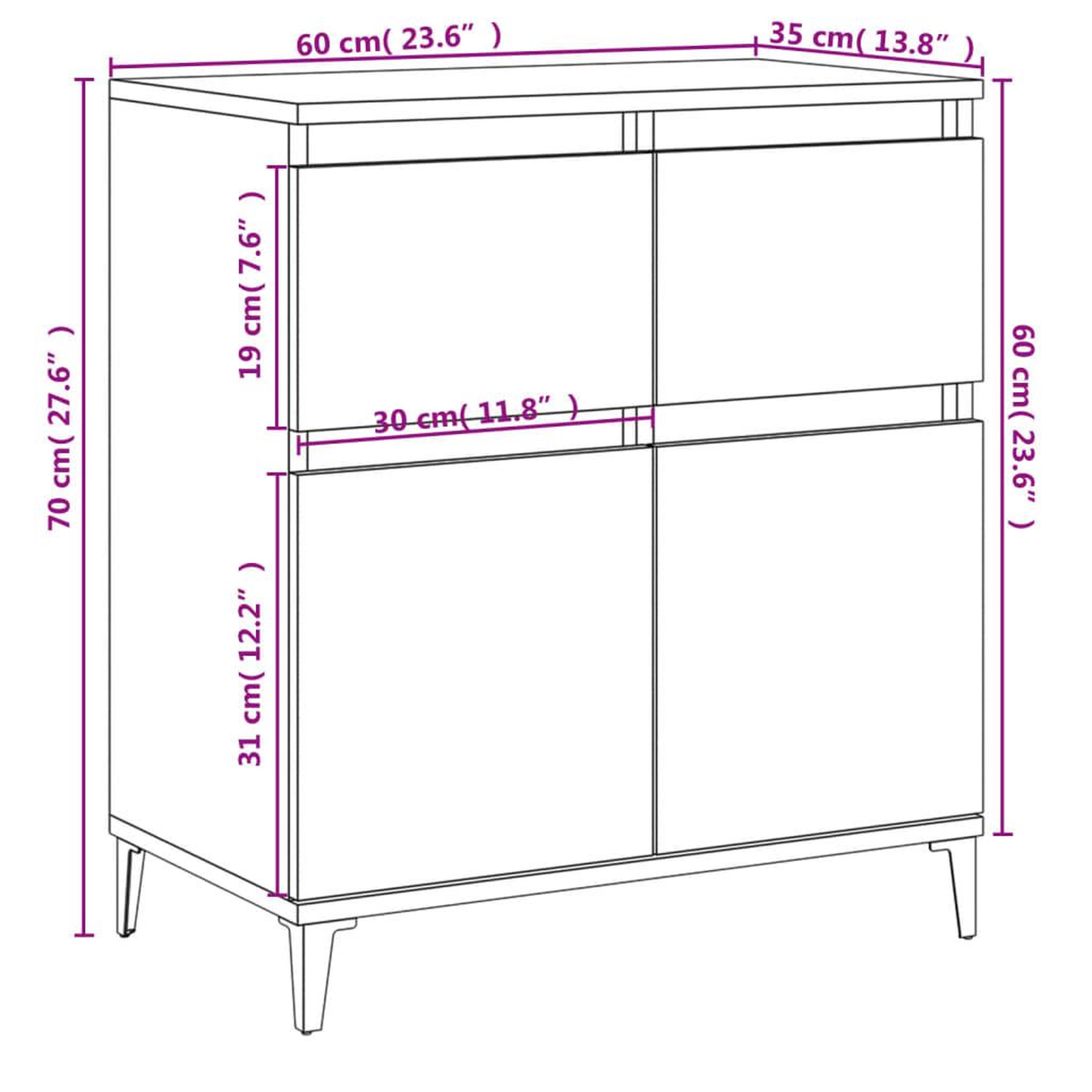 Voir la diapositive 6 : VIDAXL Buffet Sonoma gris 60x35x70 cm Bois d'ingenierie