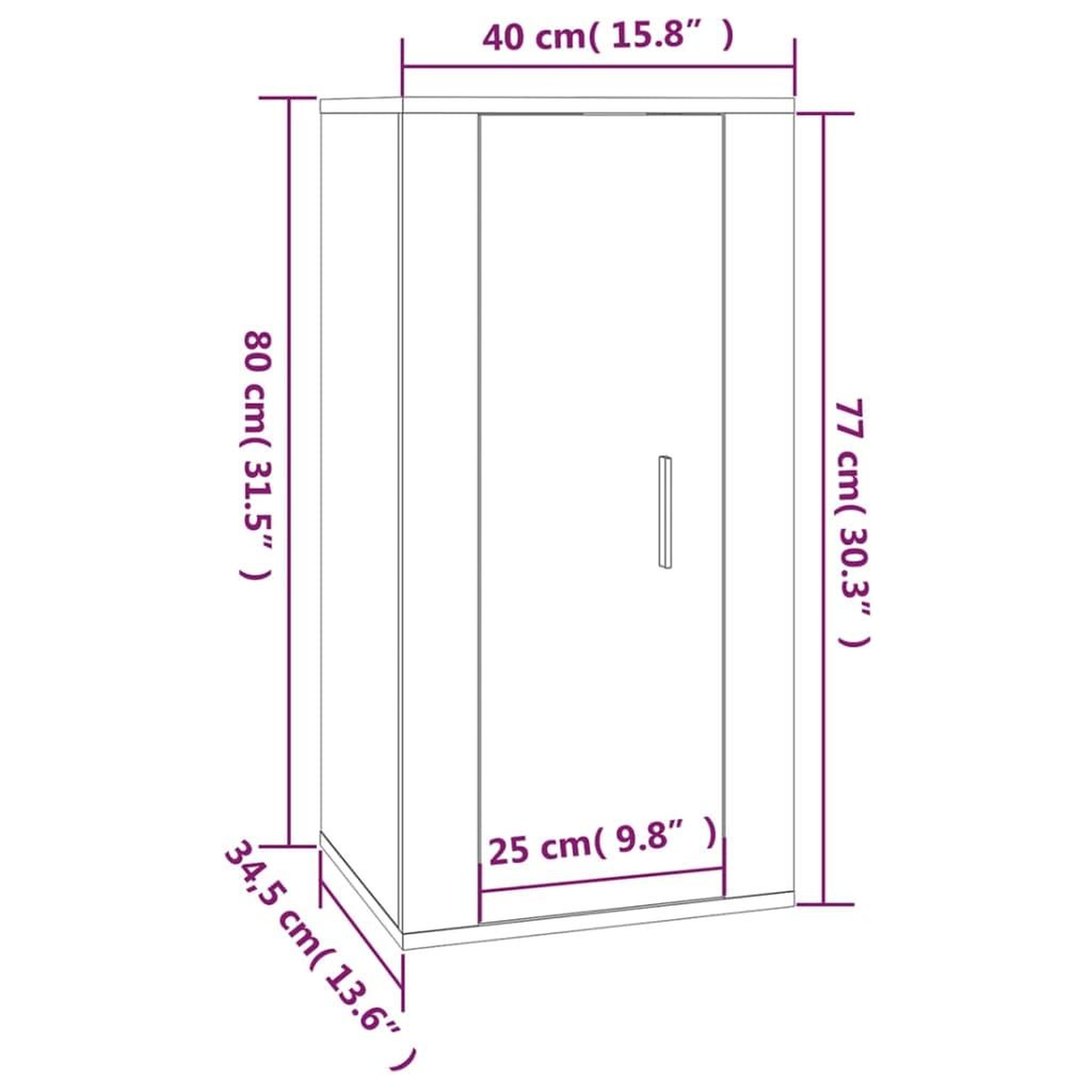 Voir la diapositive 6 : VIDAXL Meuble TV mural Chene sonoma 40x34,5x80 cm
