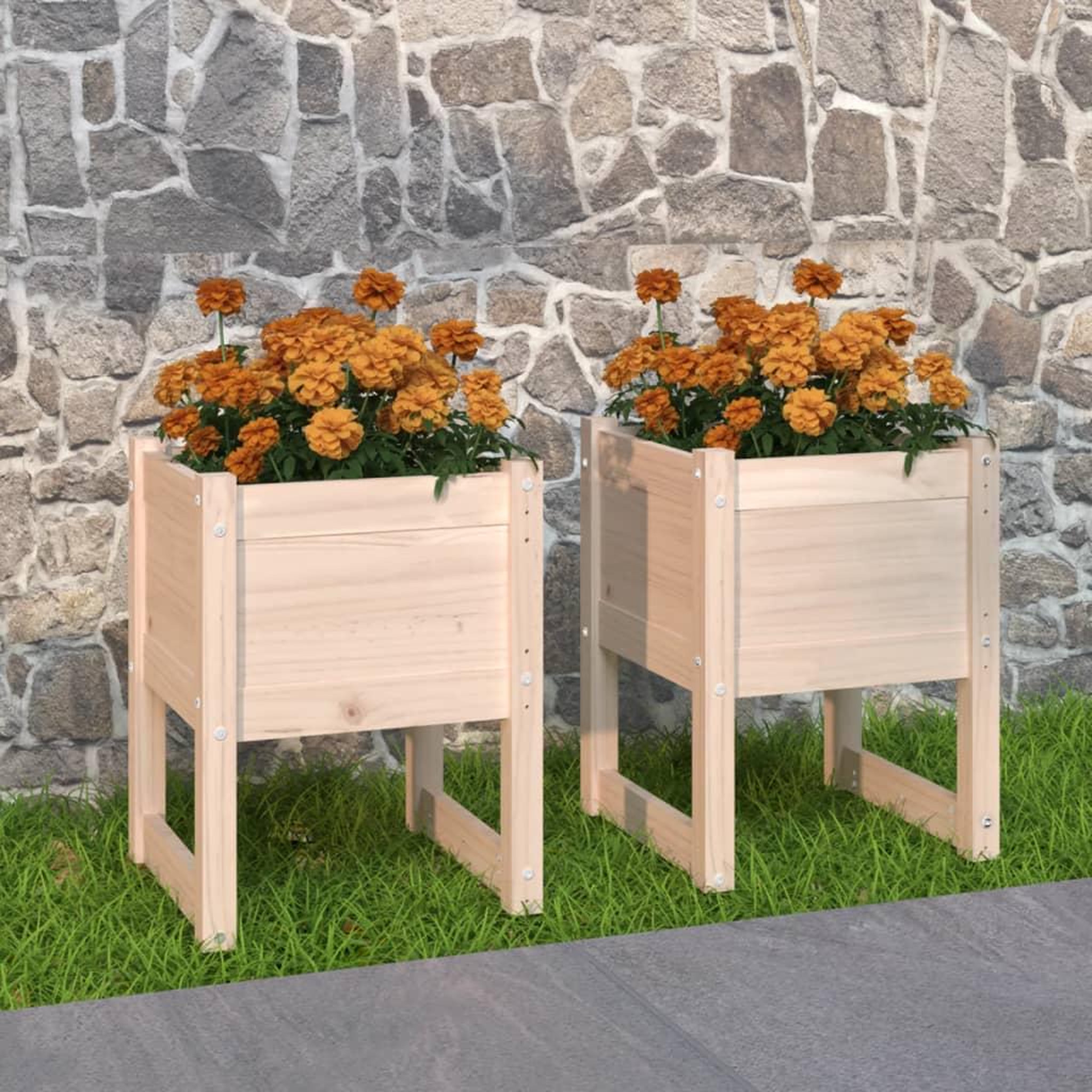 Voir la diapositive 1 : VIDAXL Jardinieres 2 pcs 40x40x52,5 cm Bois massif de pin