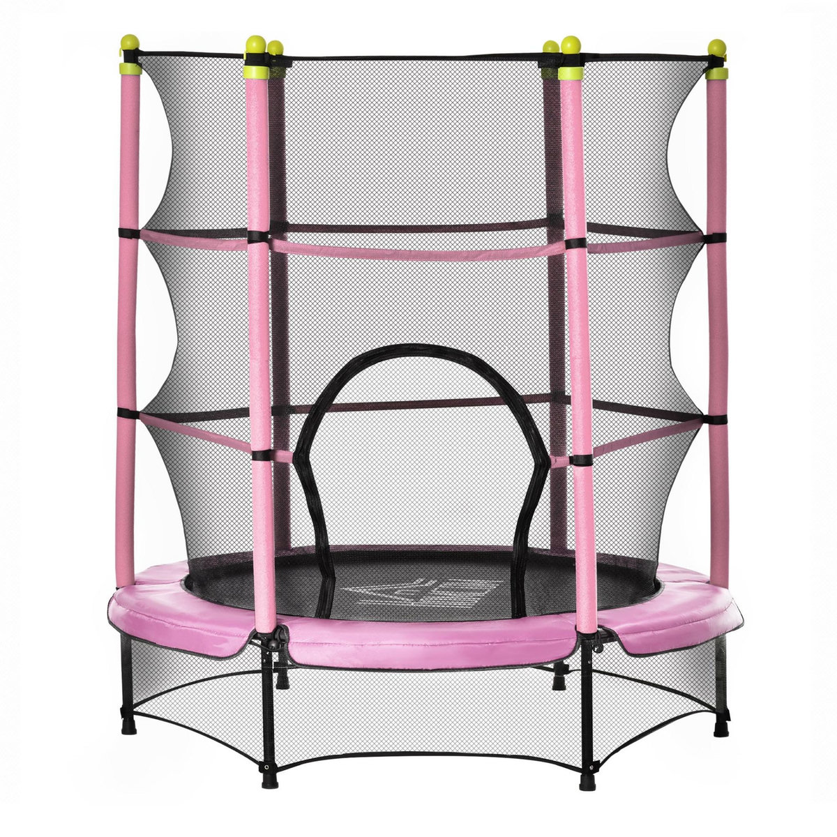 HOMCOM Trampoline enfant Ø 1,40 × 1,60H m filet de sécurité porte zipée couvre-ressorts 6 poteaux rembourrés inclus rose
