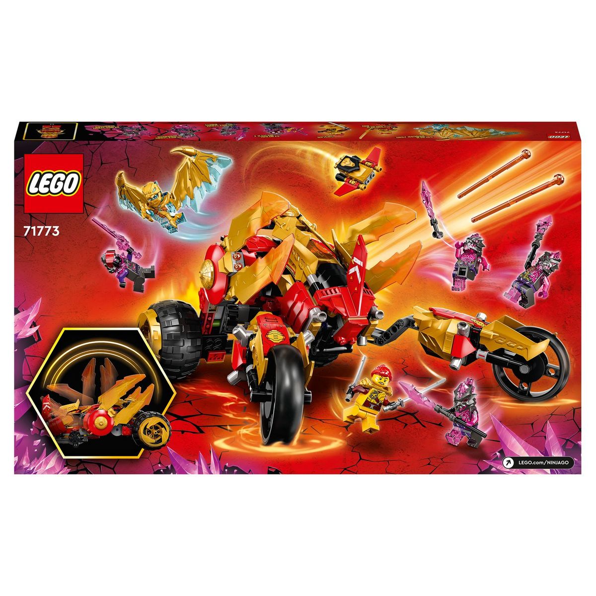 LEGO NINJAGO 71773 Le Tout-Terrain Dragon d&rsquo;Or de Kai, Jouet de Voiture pour Enfants