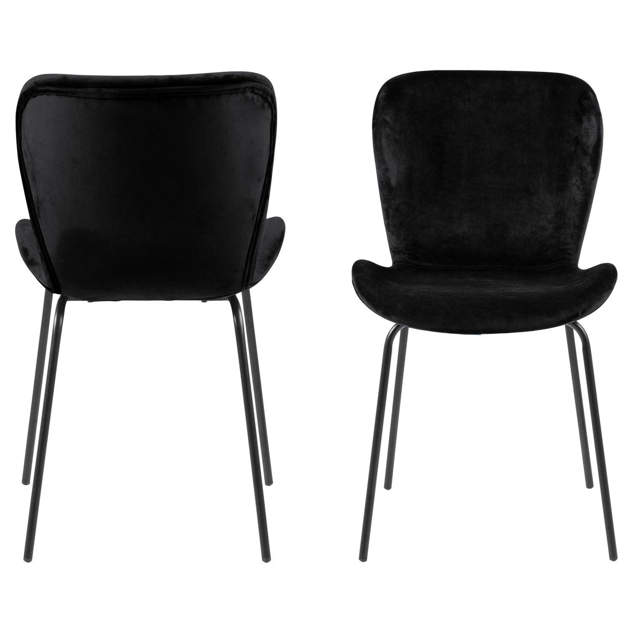 Voir la diapositive 4 : TOILINUX Lot de 2 chaises léonce en velours et métal - noir